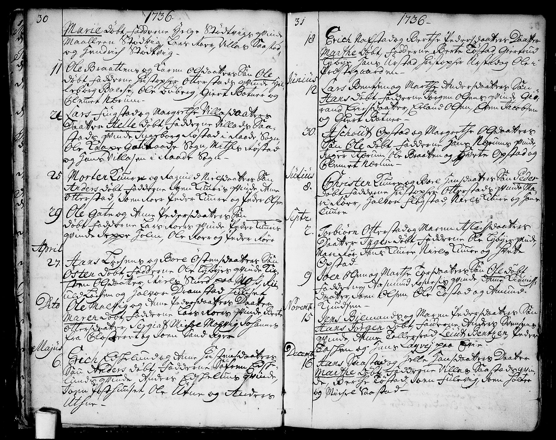 Rygge prestekontor Kirkebøker, SAO/A-10084b/F/Fa/L0001: Parish register (official) no. 1, 1725-1771, p. 30-31