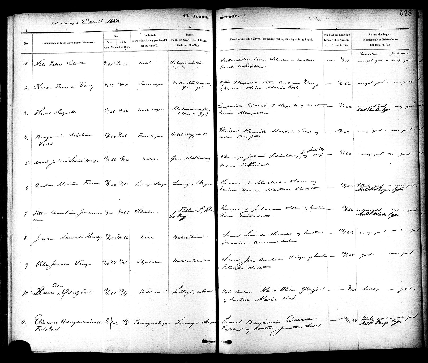 Ministerialprotokoller, klokkerbøker og fødselsregistre - Sør-Trøndelag, SAT/A-1456/604/L0188: Parish register (official) no. 604A09, 1878-1892, p. 528