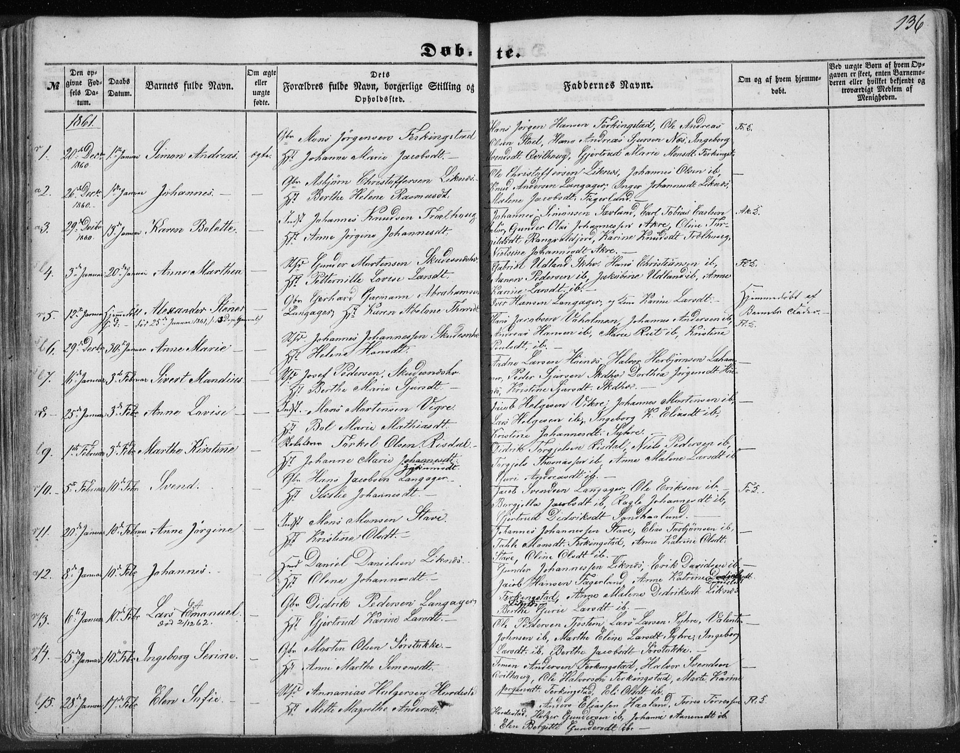 Skudenes sokneprestkontor, SAST/A -101849/H/Ha/Haa/L0004: Parish register (official) no. A 3.1, 1847-1863, p. 136
