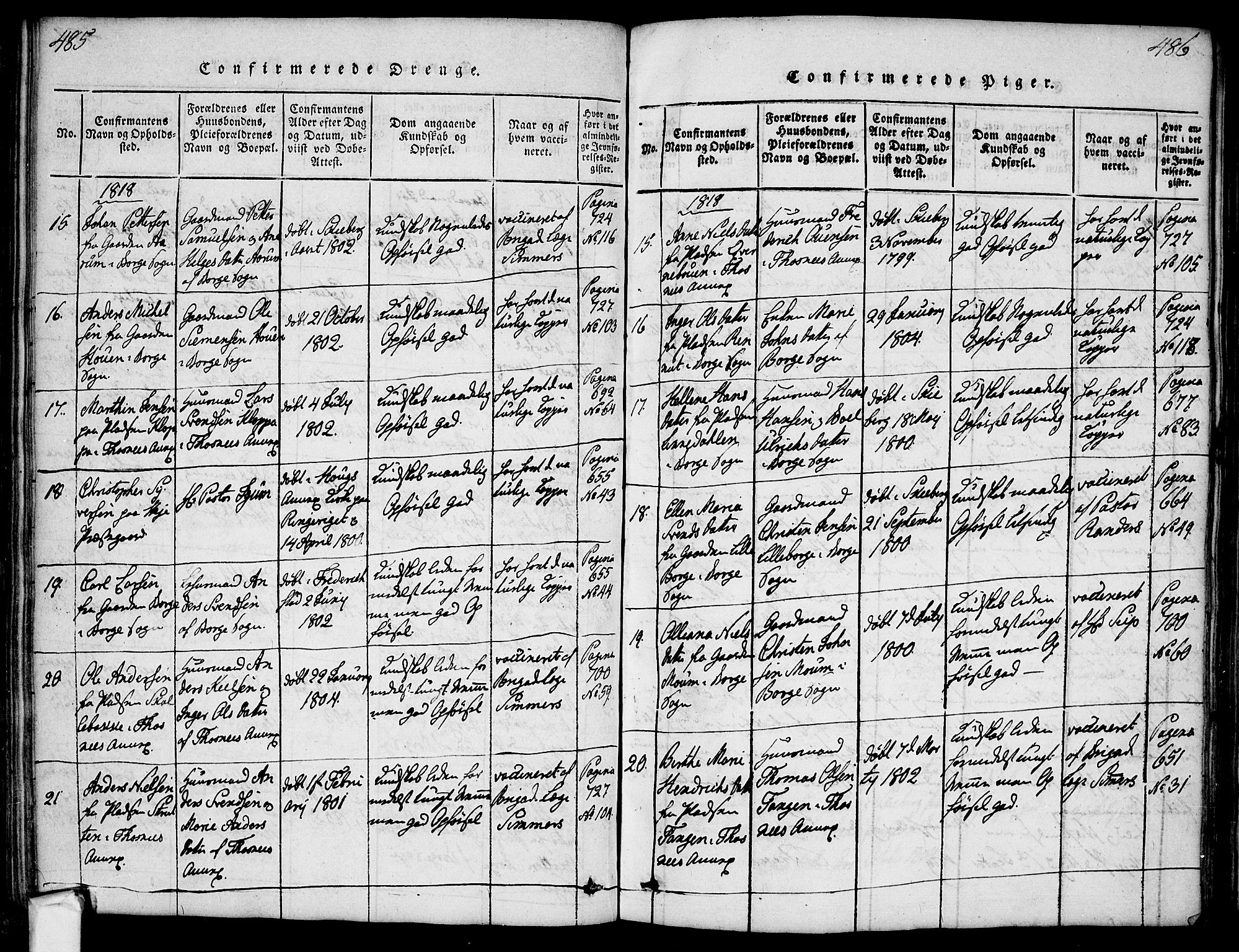 Borge prestekontor Kirkebøker, AV/SAO-A-10903/F/Fa/L0003: Parish register (official) no. I 3, 1815-1836, p. 485-486