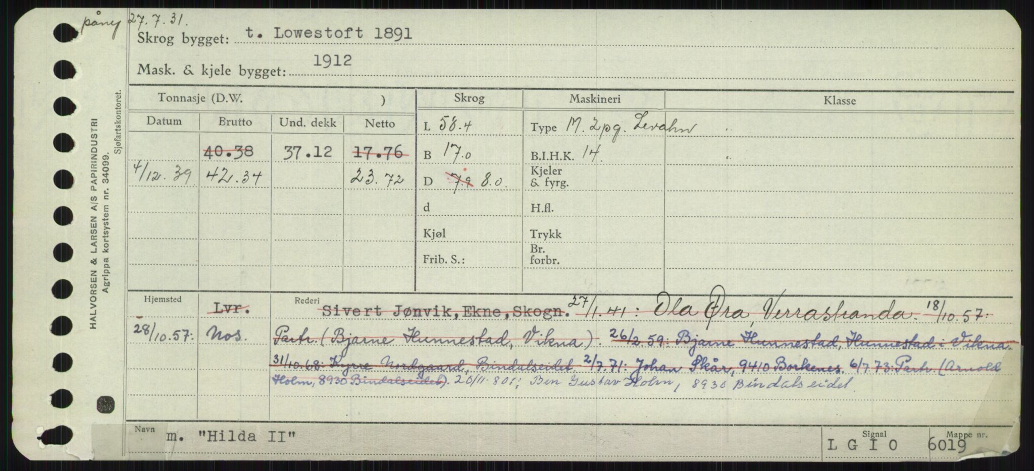 Sjøfartsdirektoratet med forløpere, Skipsmålingen, RA/S-1627/H/Ha/L0002/0002: Fartøy, Eik-Hill / Fartøy, G-Hill, p. 917