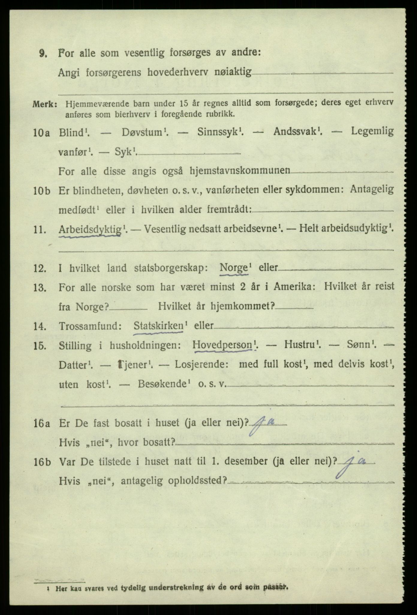 SAB, 1920 census for Kvam, 1920, p. 9464