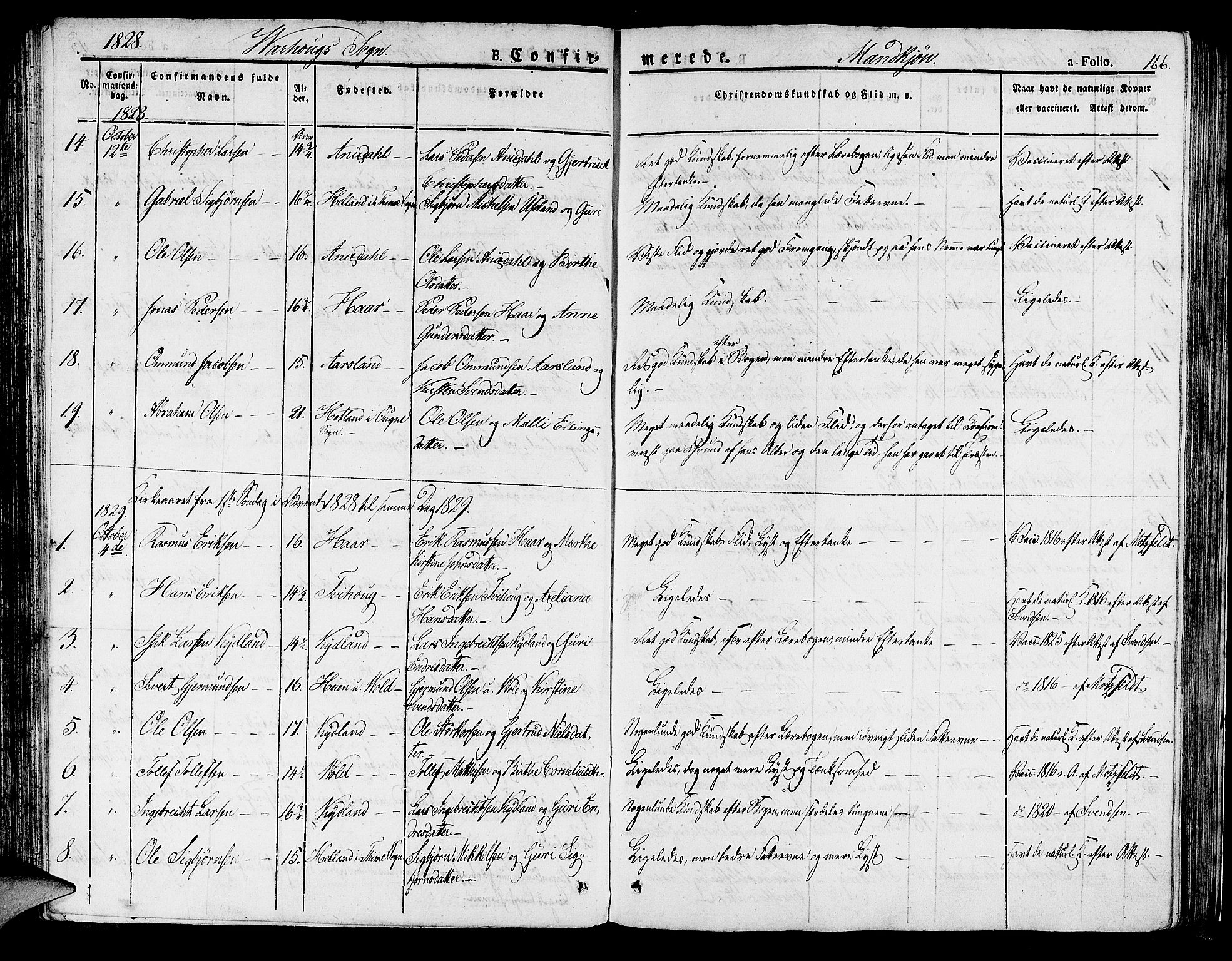 Hå sokneprestkontor, AV/SAST-A-101801/001/30BA/L0004: Parish register (official) no. A 4.1 /2, 1826-1841, p. 166