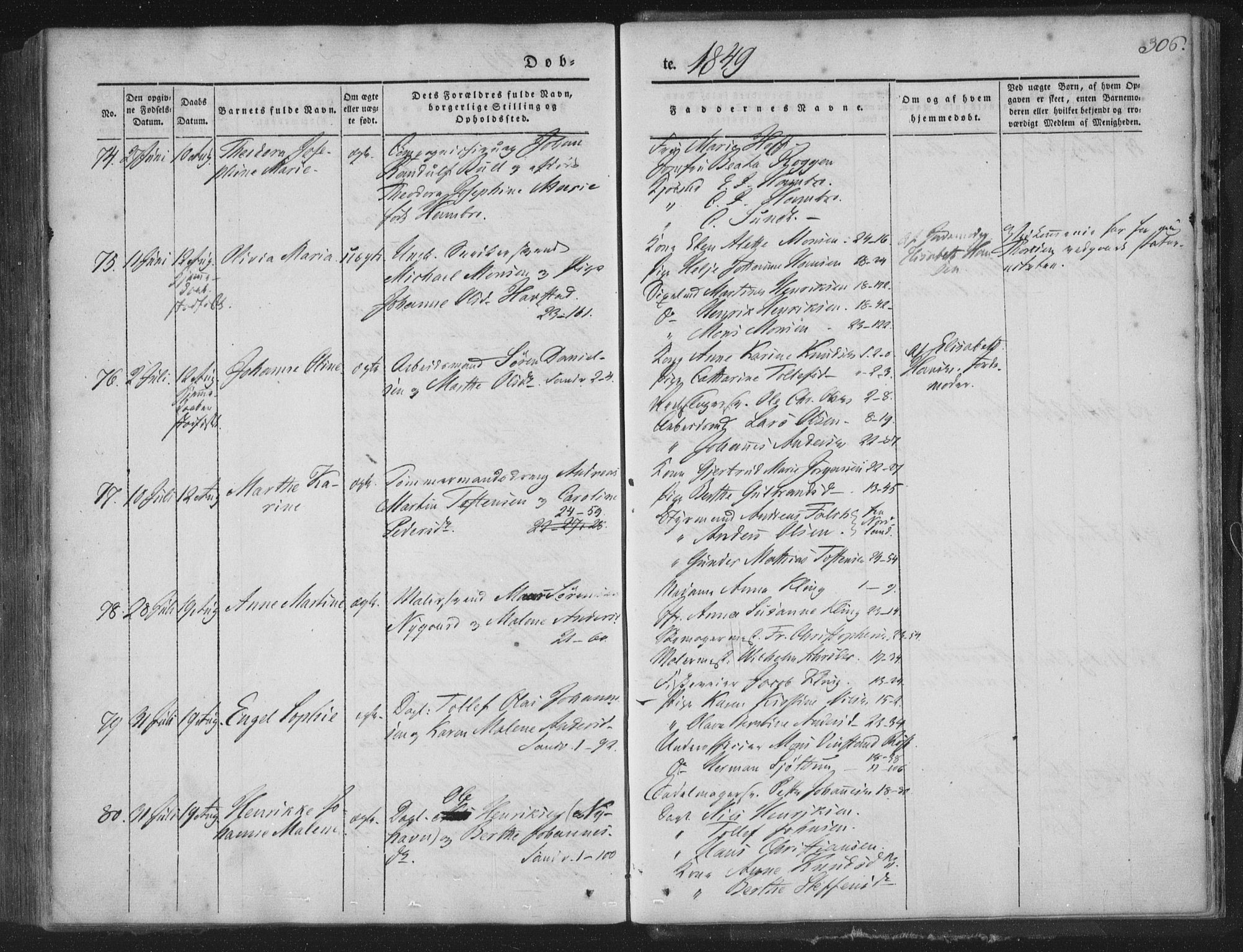 Korskirken sokneprestembete, AV/SAB-A-76101/H/Haa/L0016: Parish register (official) no. B 2, 1841-1851, p. 306