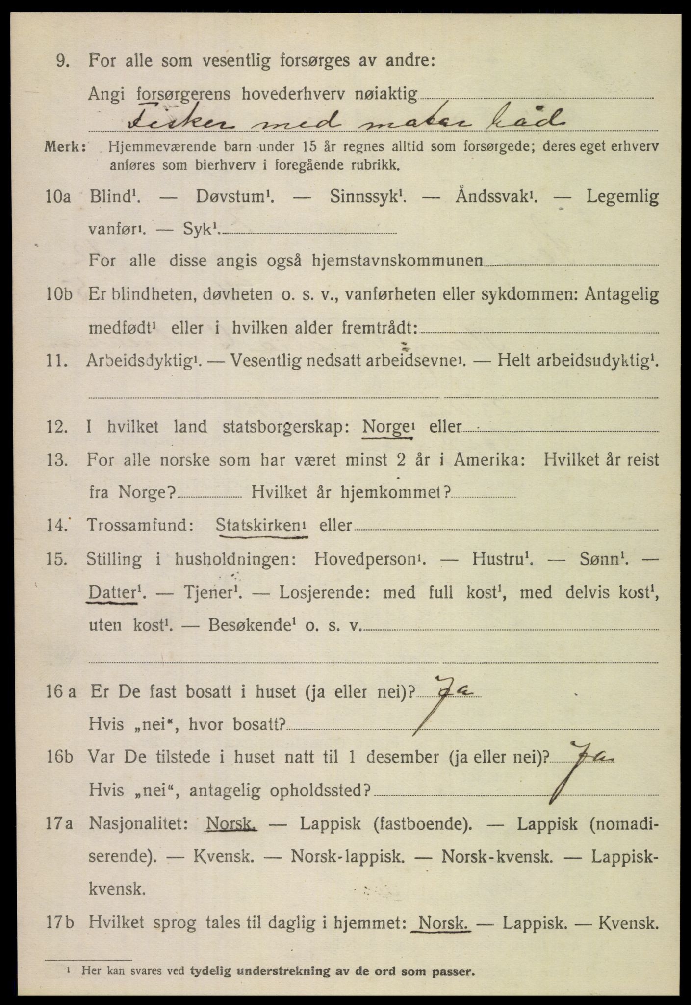 SAT, 1920 census for Steigen, 1920, p. 4839