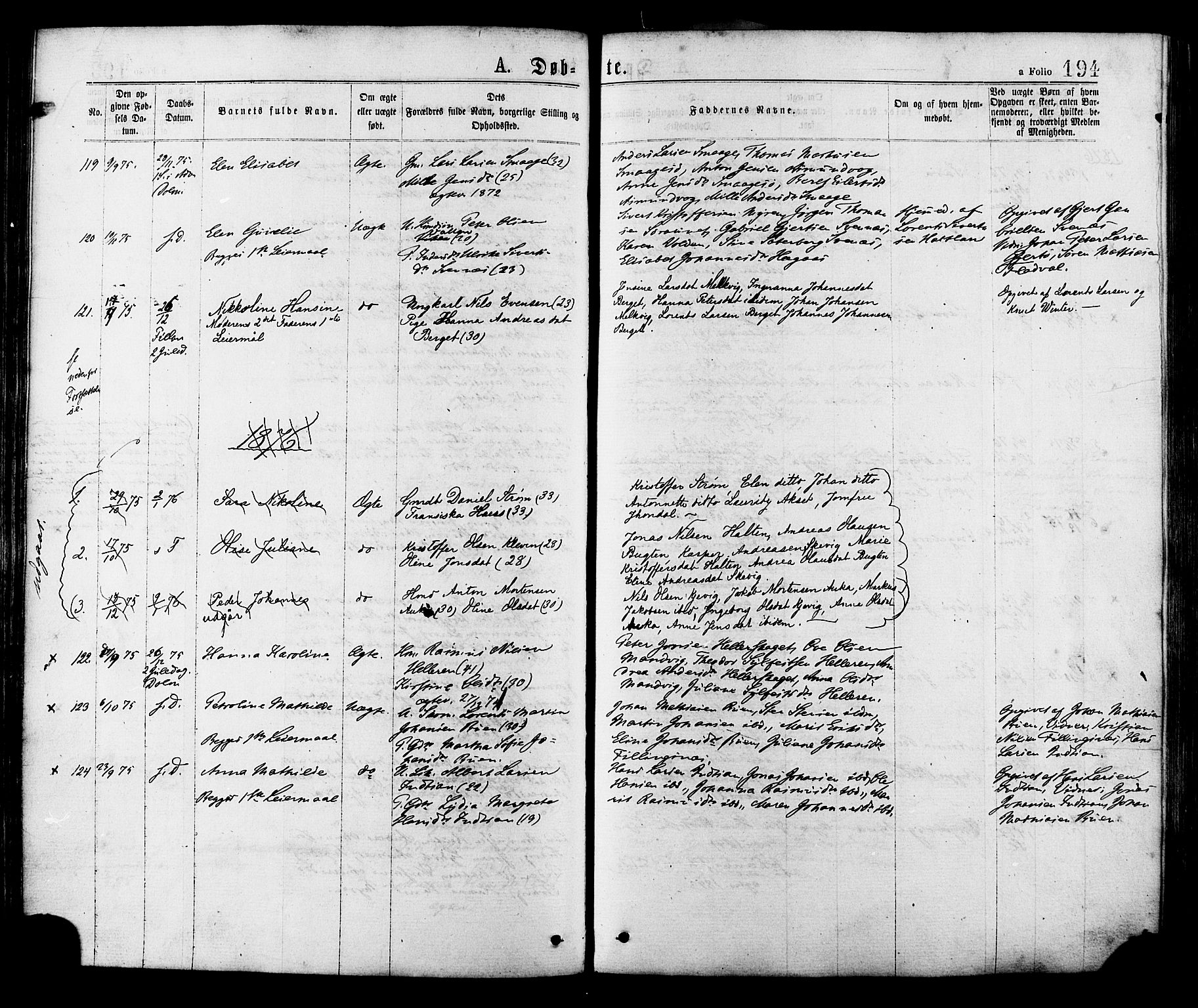 Ministerialprotokoller, klokkerbøker og fødselsregistre - Sør-Trøndelag, AV/SAT-A-1456/634/L0532: Parish register (official) no. 634A08, 1871-1881, p. 194