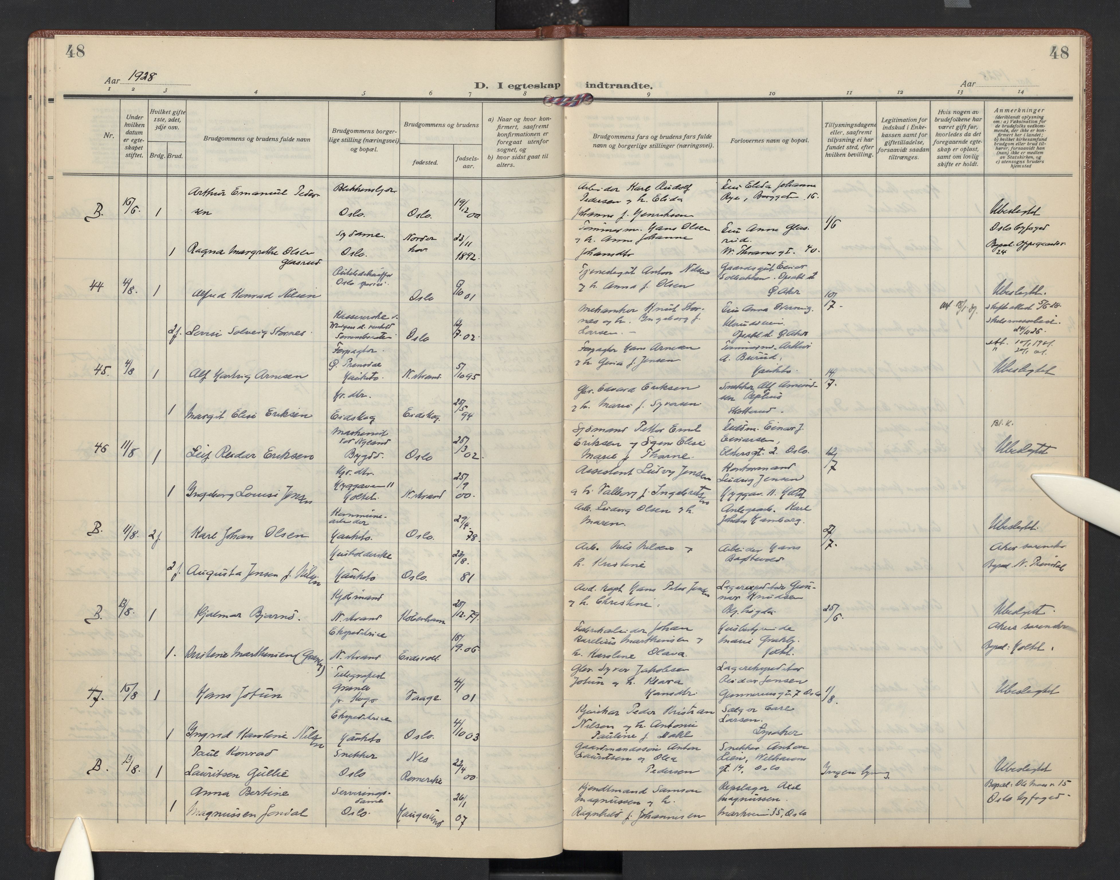 Nordstrand prestekontor Kirkebøker, AV/SAO-A-10362a/F/Fa/L0004: Parish register (official) no. 4, 1924-1930, p. 48