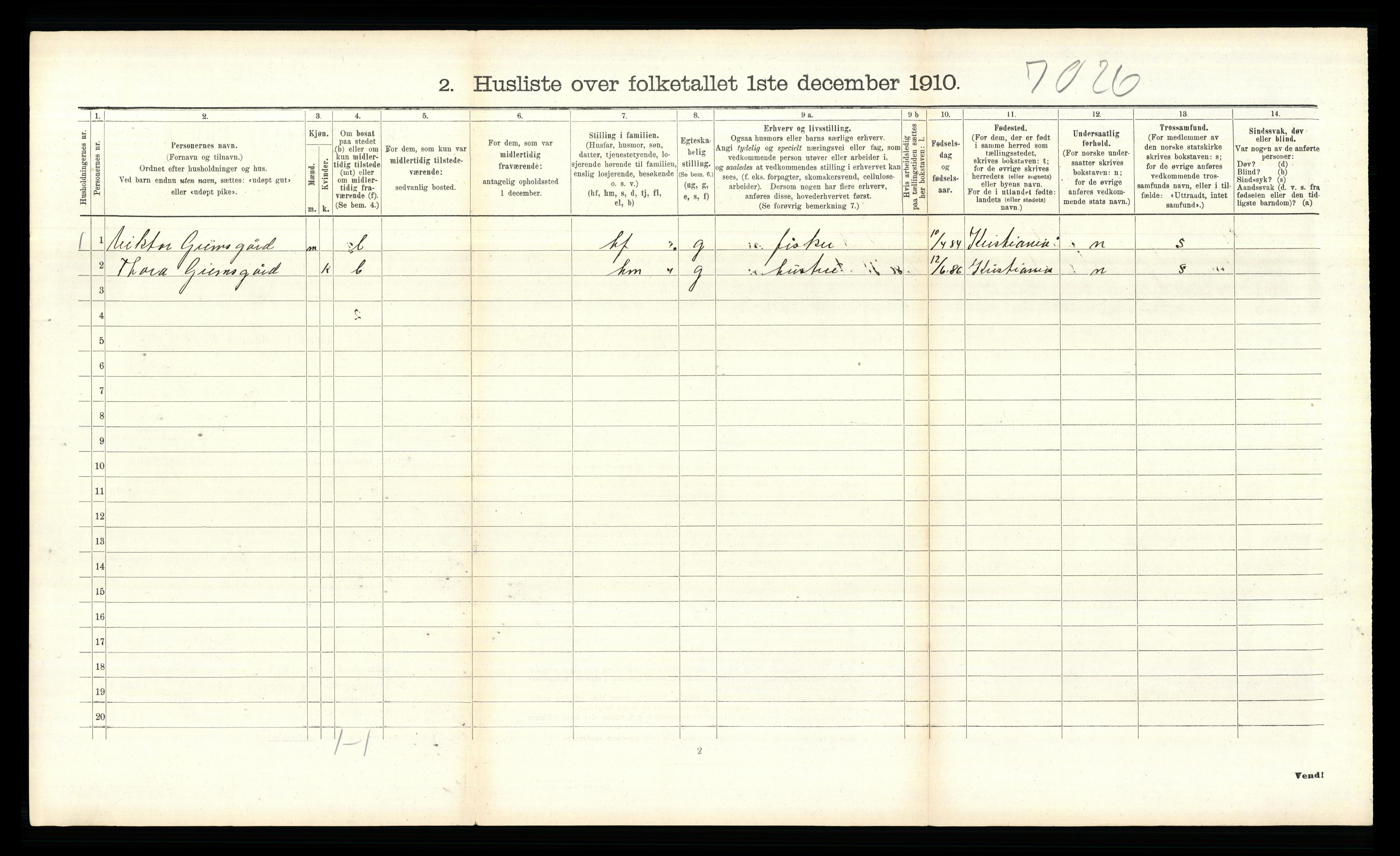 RA, 1910 census for Aker, 1910, p. 1288