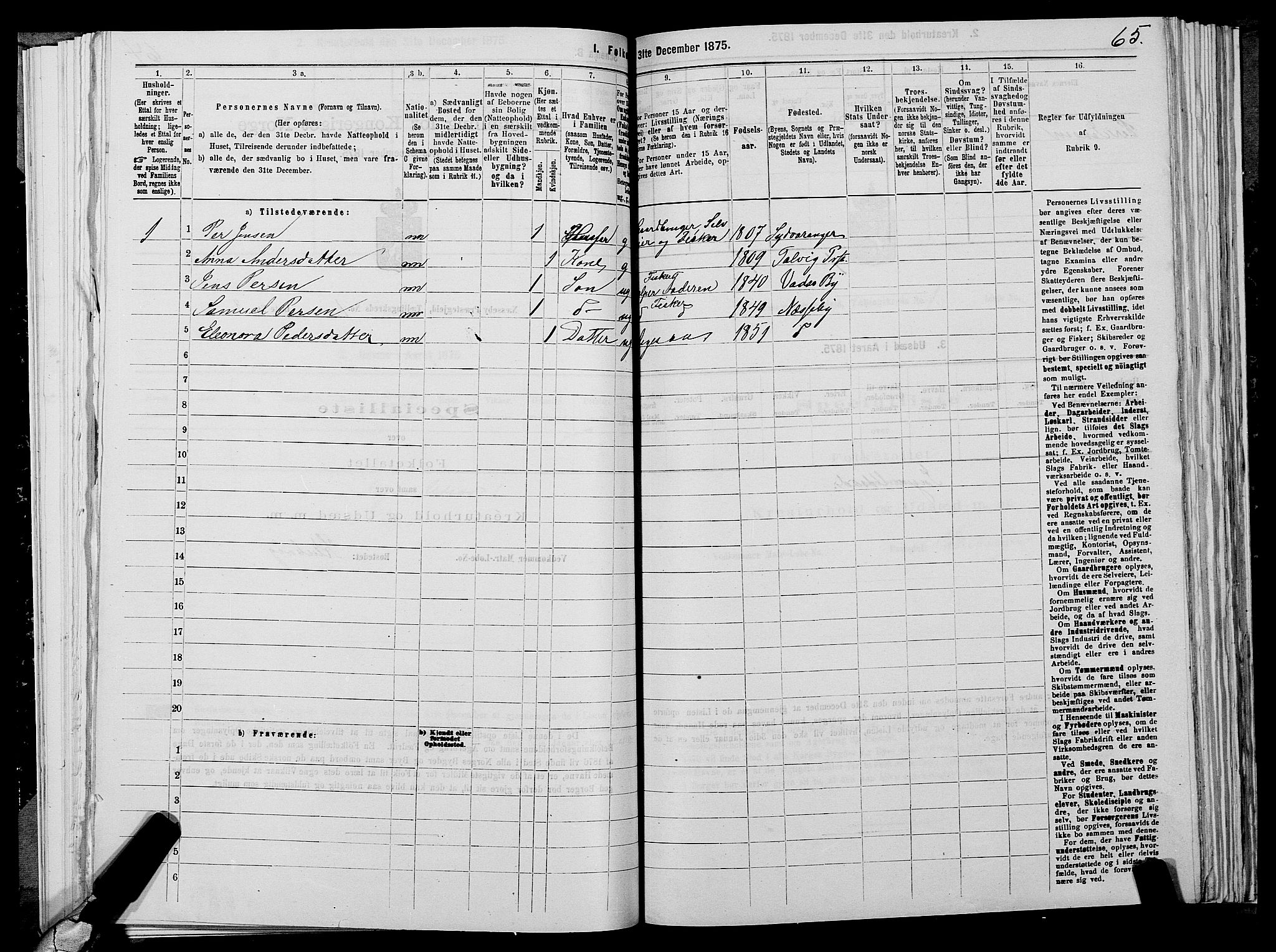 SATØ, 1875 census for 2027P Nesseby, 1875, p. 1065