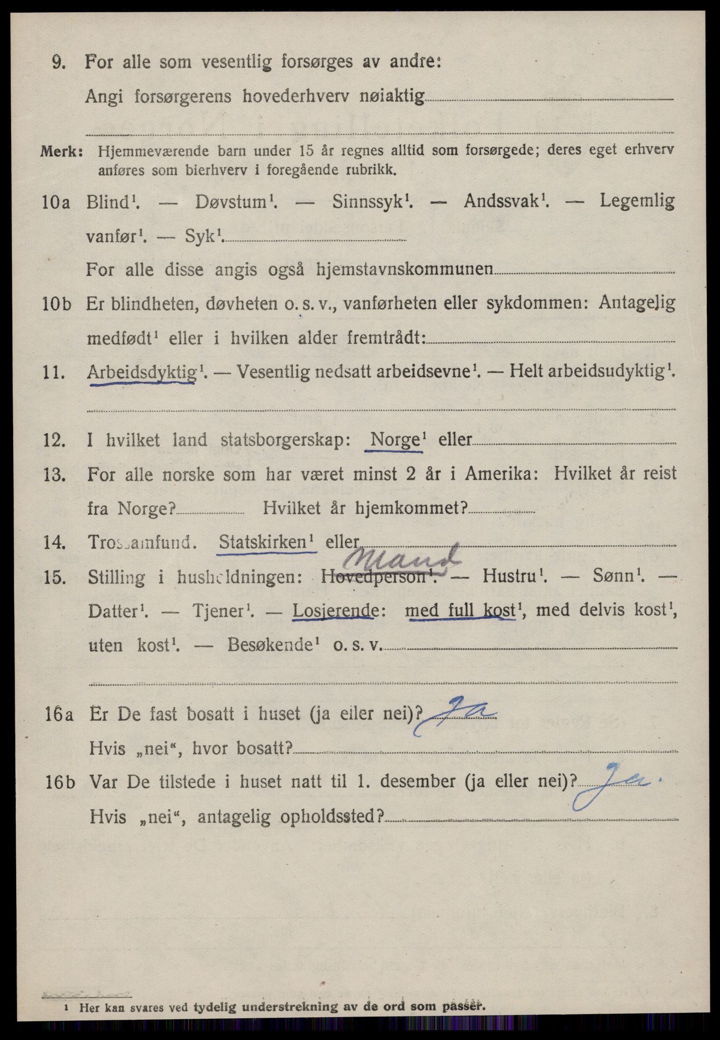 SAT, 1920 census for Sande (MR), 1920, p. 3905