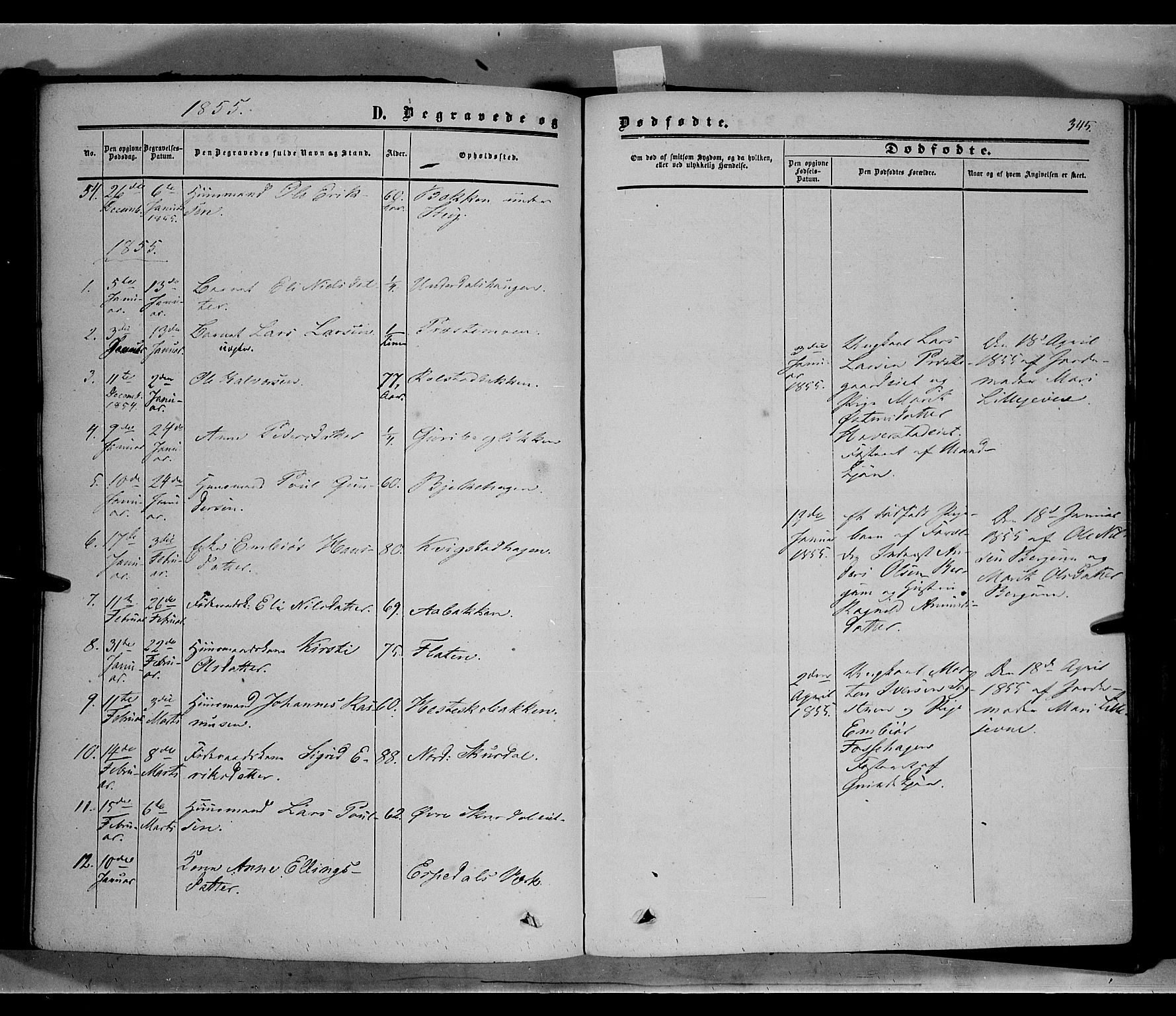 Sør-Fron prestekontor, AV/SAH-PREST-010/H/Ha/Haa/L0001: Parish register (official) no. 1, 1849-1863, p. 345