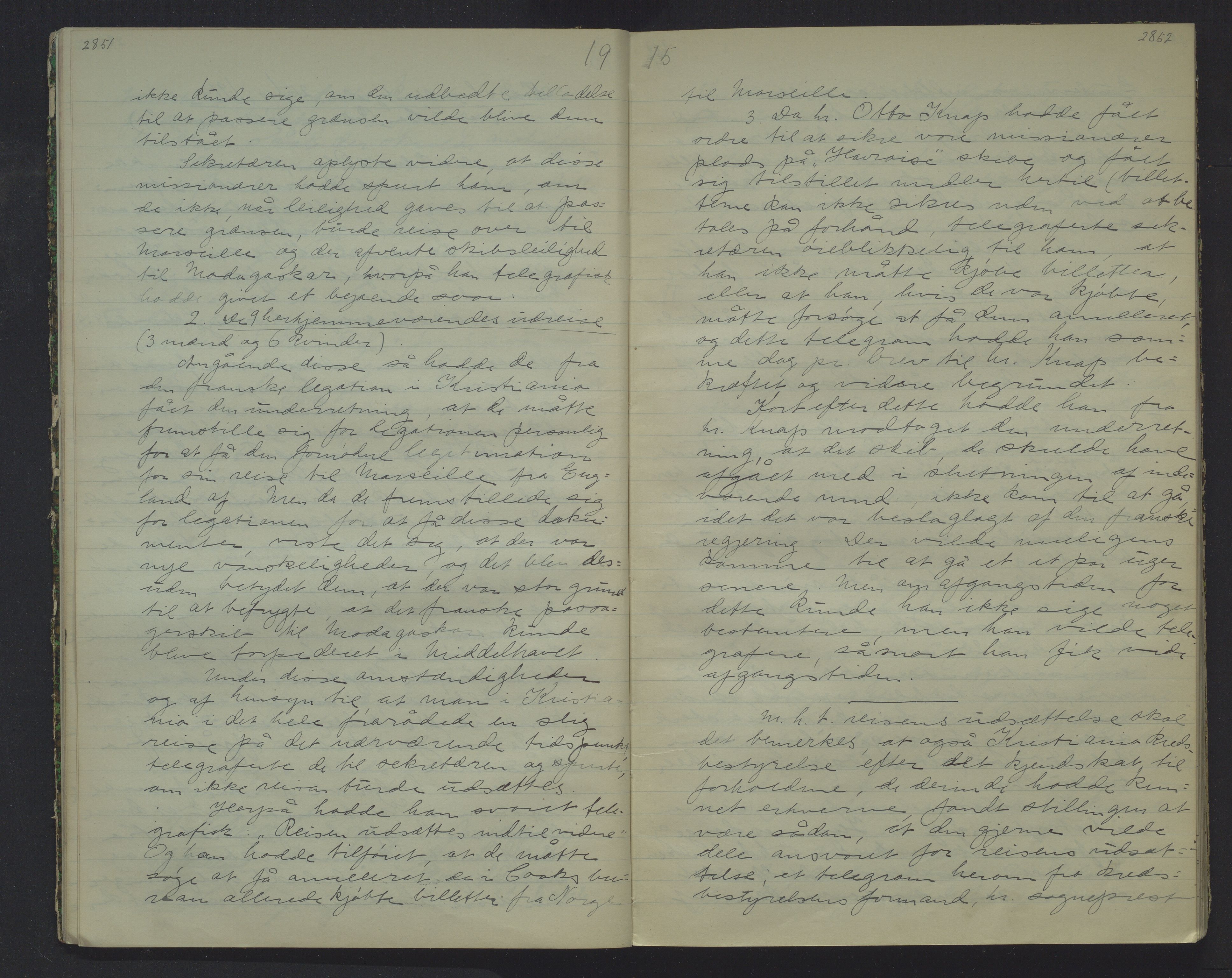 Det Norske Misjonsselskap - hovedadministrasjonen, VID/MA-A-1045/D/Da/Daa/L0022: Styreprotokoll nr. XVI, 6. mars 1915 - 26. juni 1916, 1915-1916, p. 2851-2852