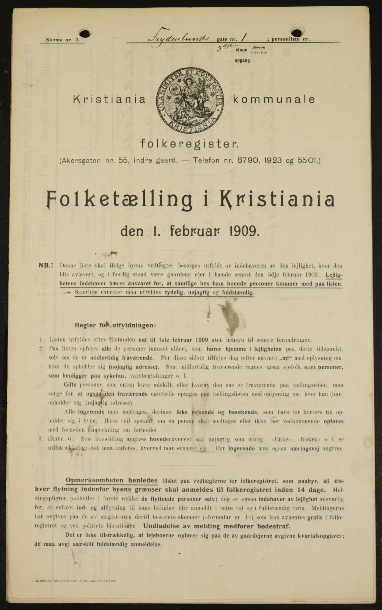 OBA, Municipal Census 1909 for Kristiania, 1909, p. 25448