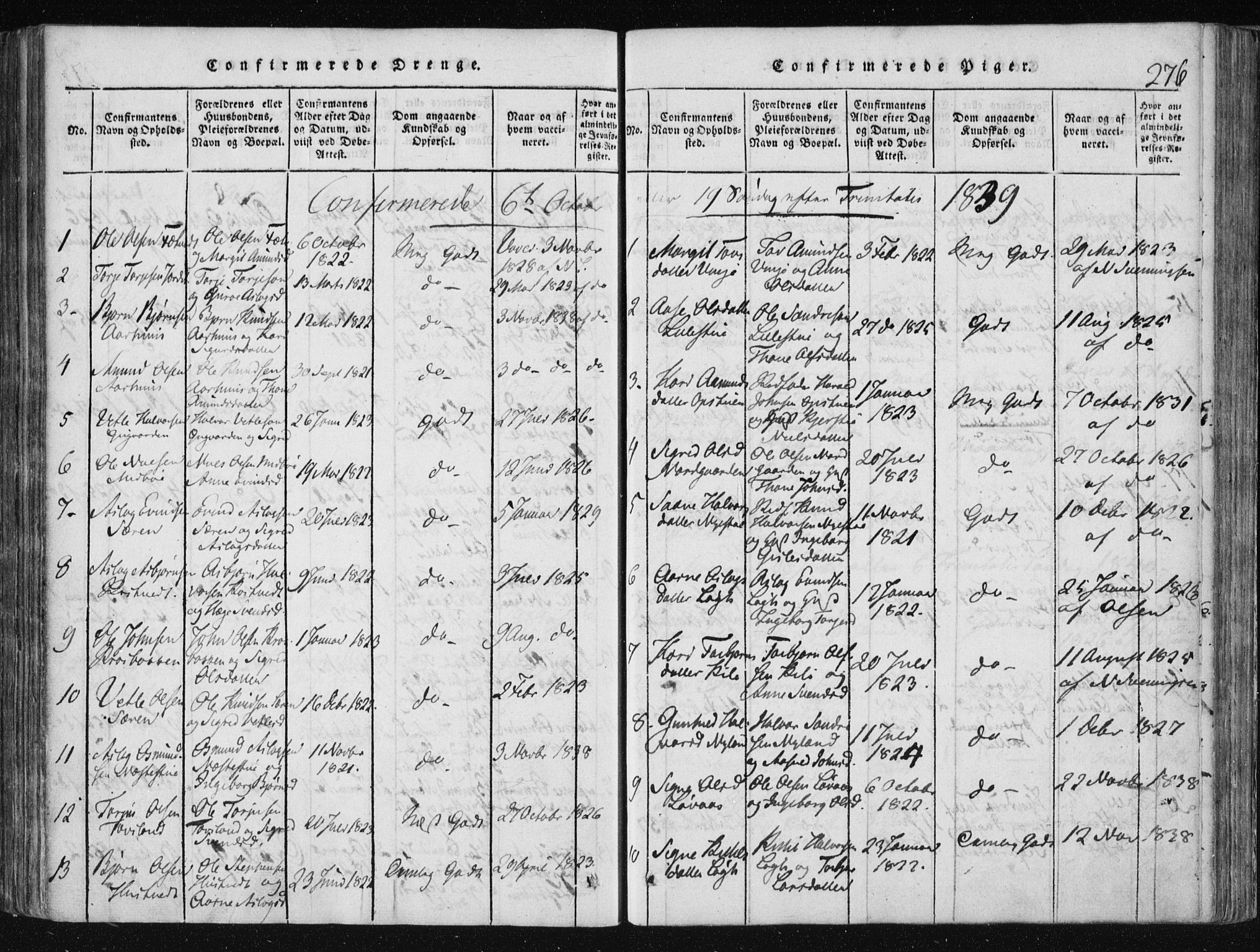 Vinje kirkebøker, AV/SAKO-A-312/F/Fa/L0003: Parish register (official) no. I 3, 1814-1843, p. 276