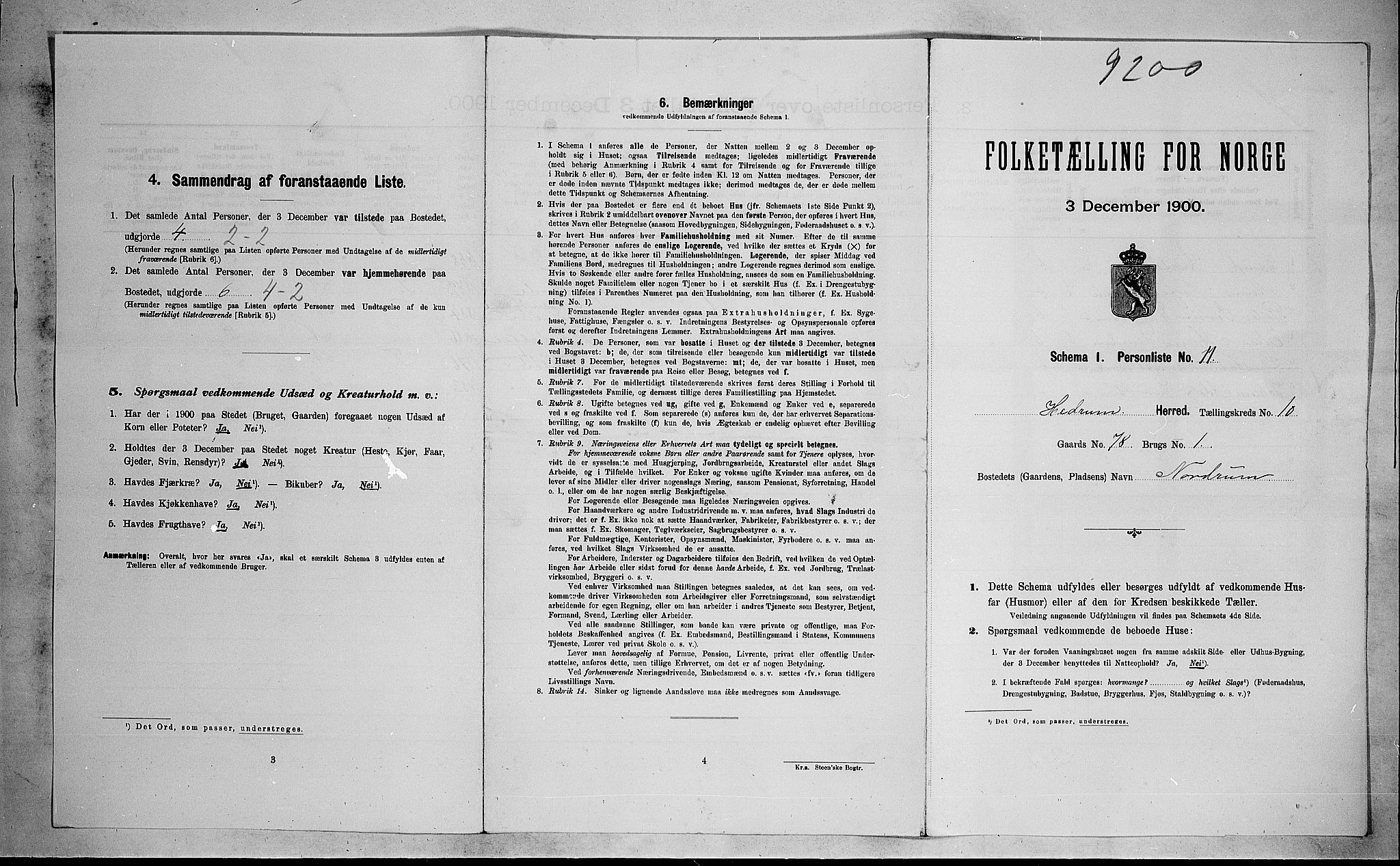 RA, 1900 census for Hedrum, 1900, p. 903