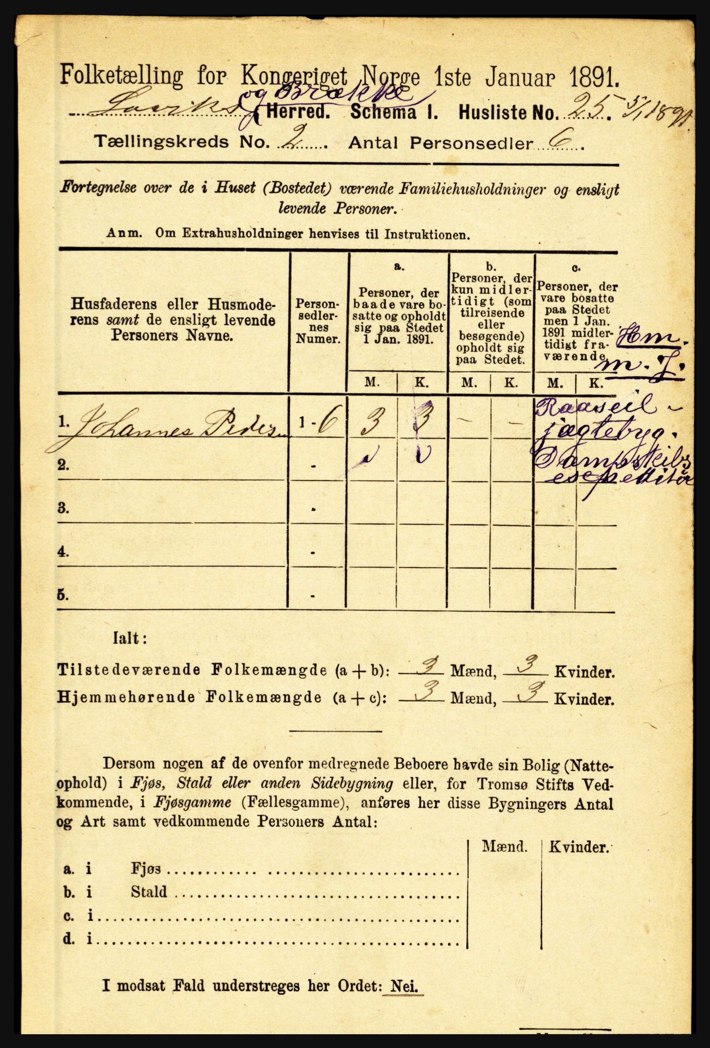 RA, 1891 census for 1415 Lavik og Brekke, 1891, p. 286