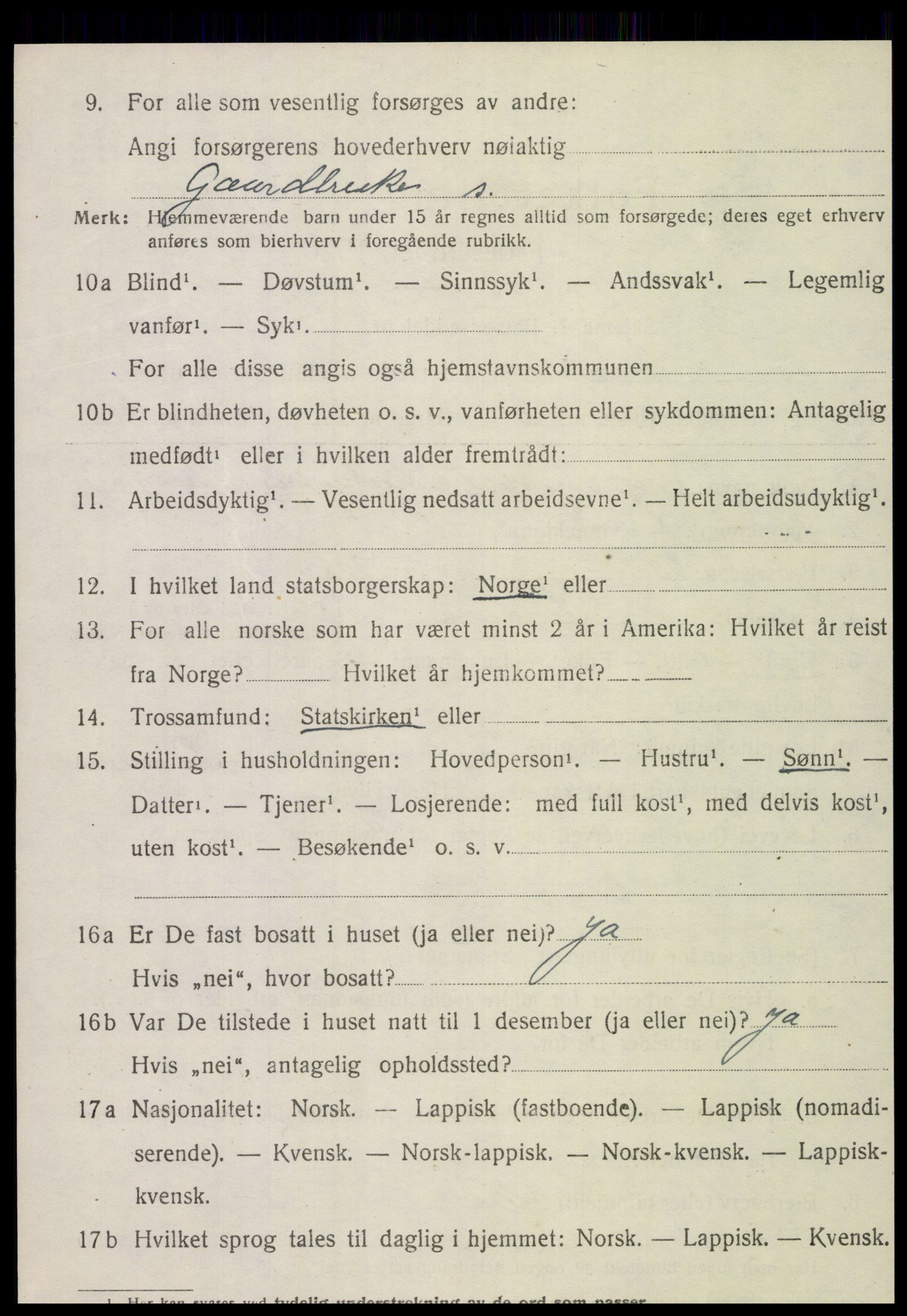 SAT, 1920 census for Snåsa, 1920, p. 5013