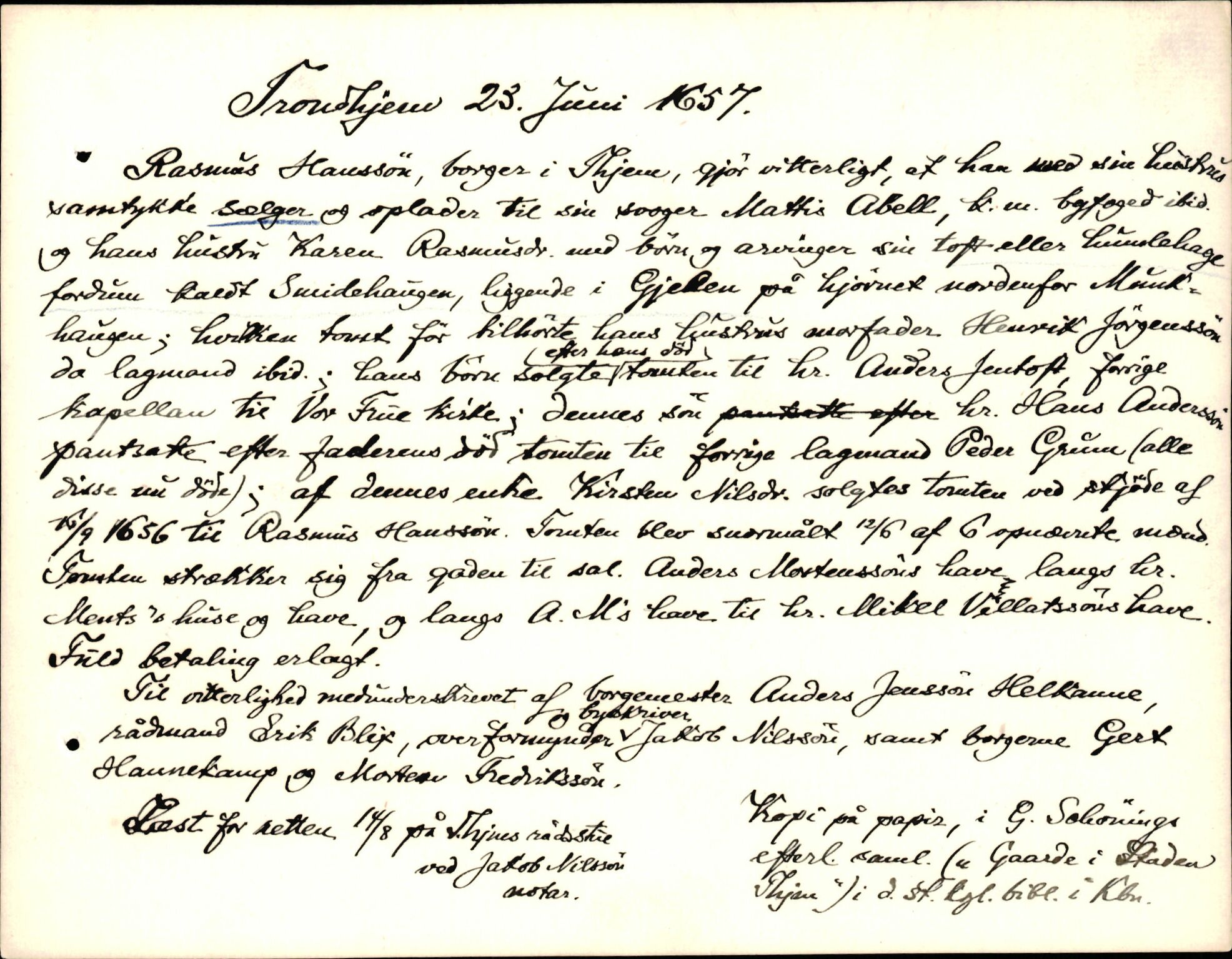 Riksarkivets diplomsamling, AV/RA-EA-5965/F35/F35d/L0004: Innlånte diplomer, seddelregister, 1643-1660, p. 501