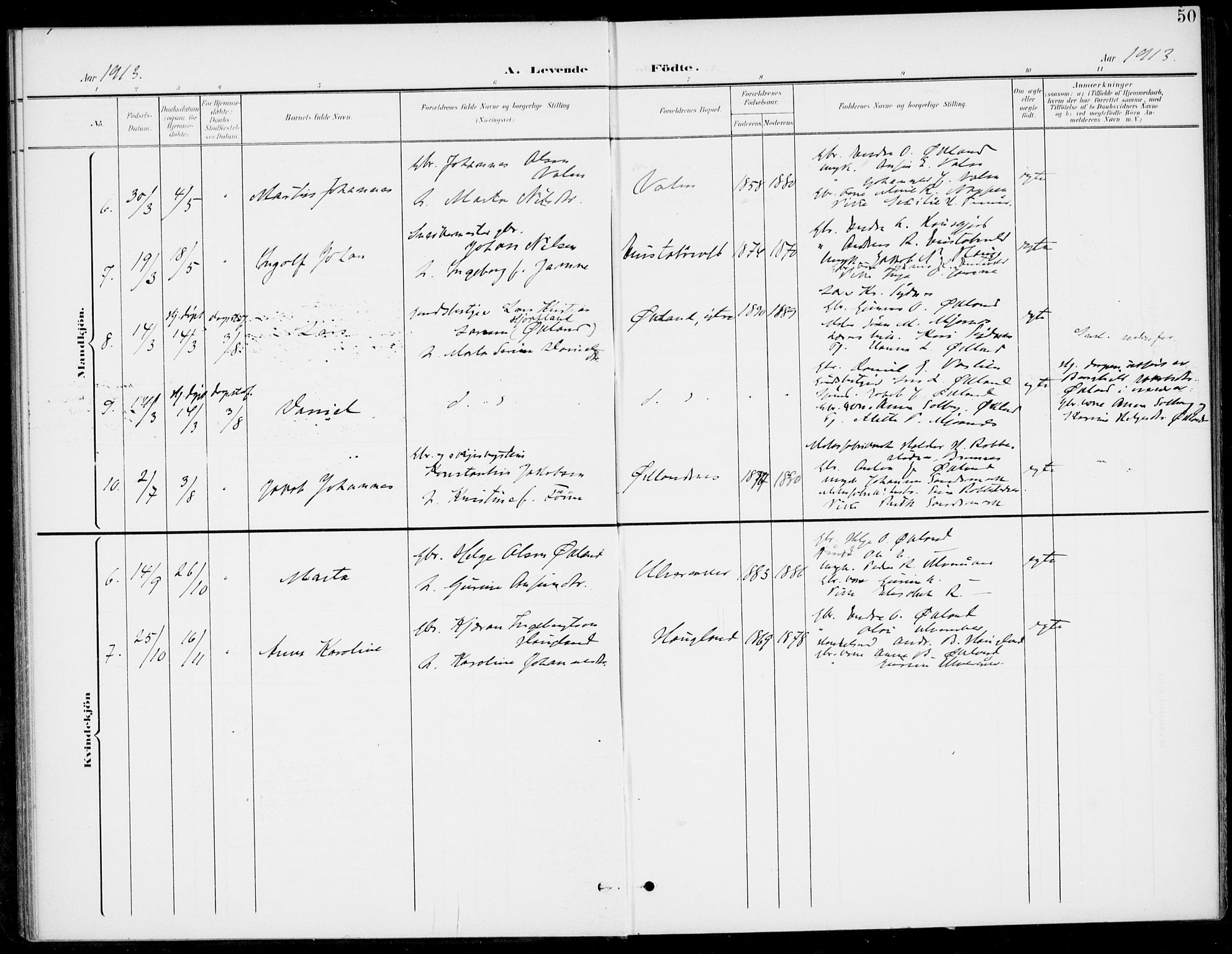 Sveio Sokneprestembete, AV/SAB-A-78501/H/Haa: Parish register (official) no. C 3, 1899-1916, p. 50