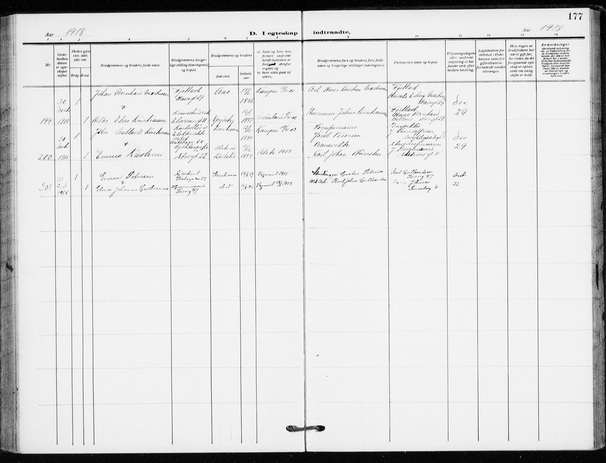 Kampen prestekontor Kirkebøker, SAO/A-10853/F/Fa/L0013: Parish register (official) no. I 13, 1917-1922, p. 177