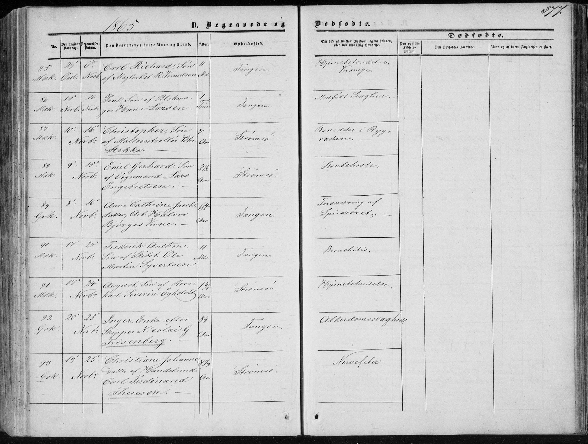 Strømsø kirkebøker, AV/SAKO-A-246/F/Fa/L0015: Parish register (official) no. I 15, 1859-1868, p. 377