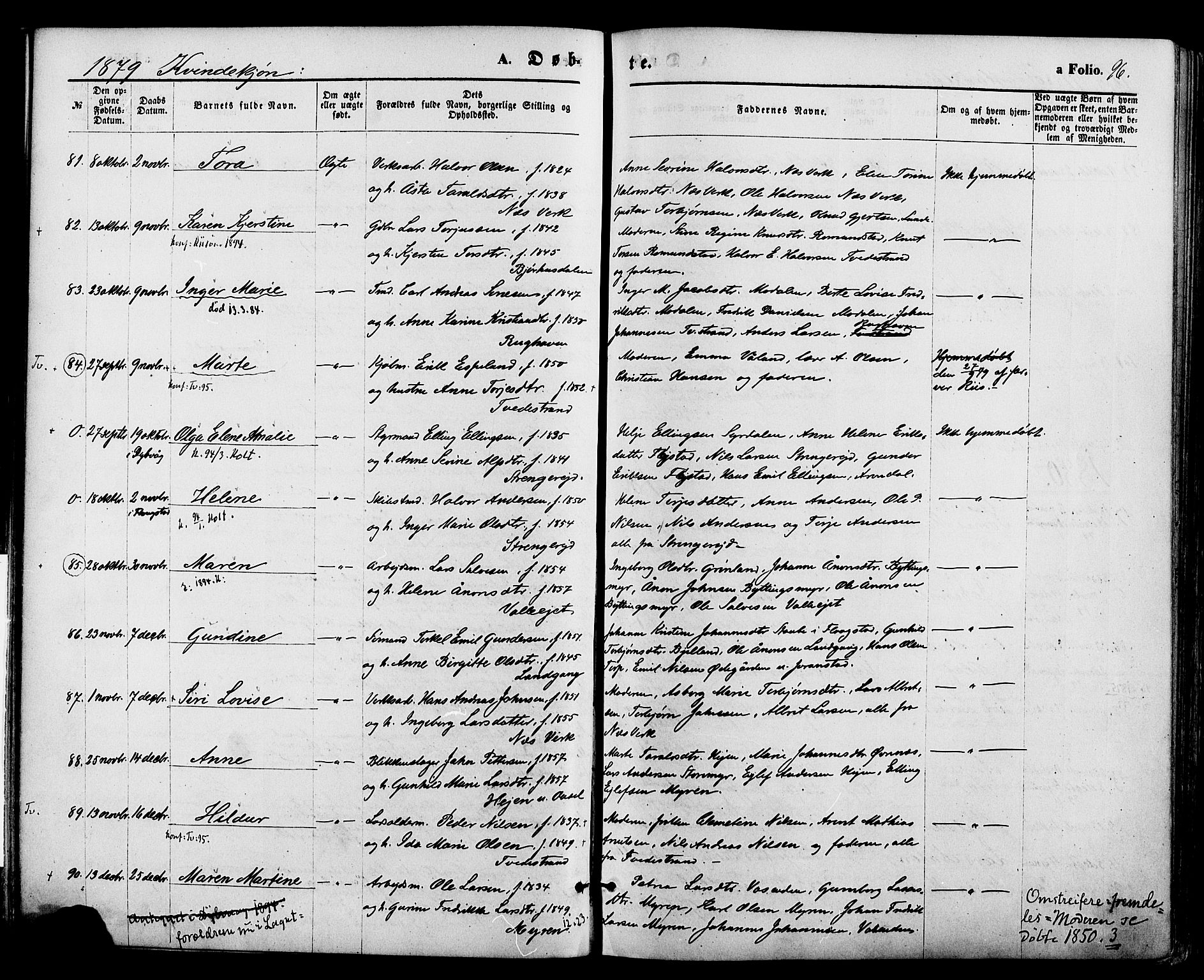 Holt sokneprestkontor, AV/SAK-1111-0021/F/Fa/L0010: Parish register (official) no. A 10, 1872-1885, p. 96