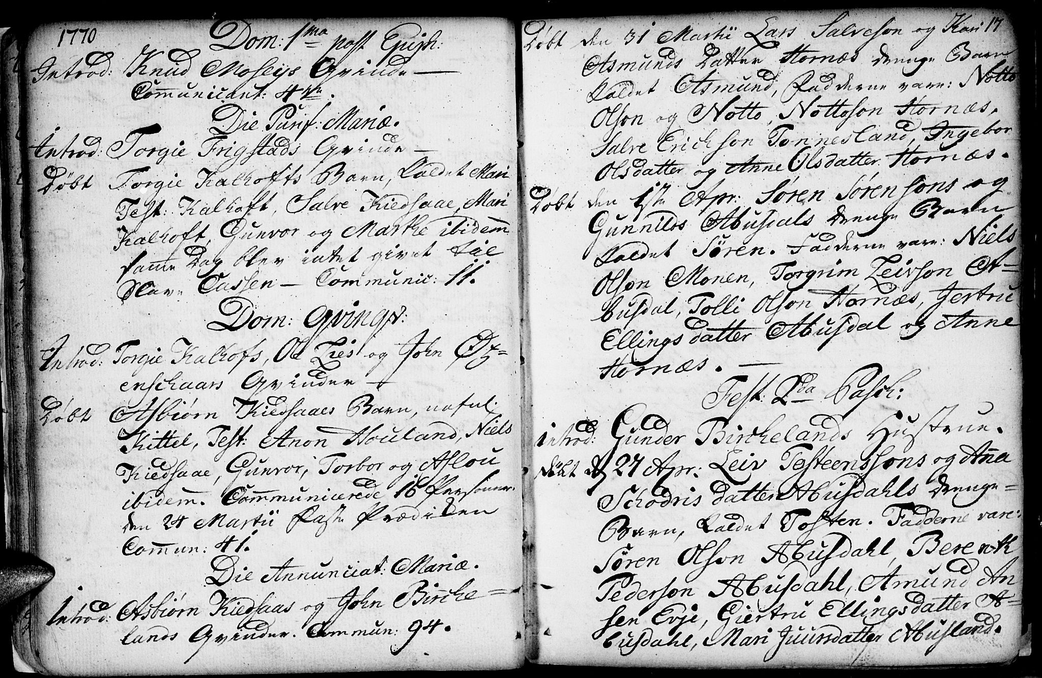 Evje sokneprestkontor, SAK/1111-0008/F/Fa/Fab/L0002: Parish register (official) no. A 2, 1765-1816, p. 17