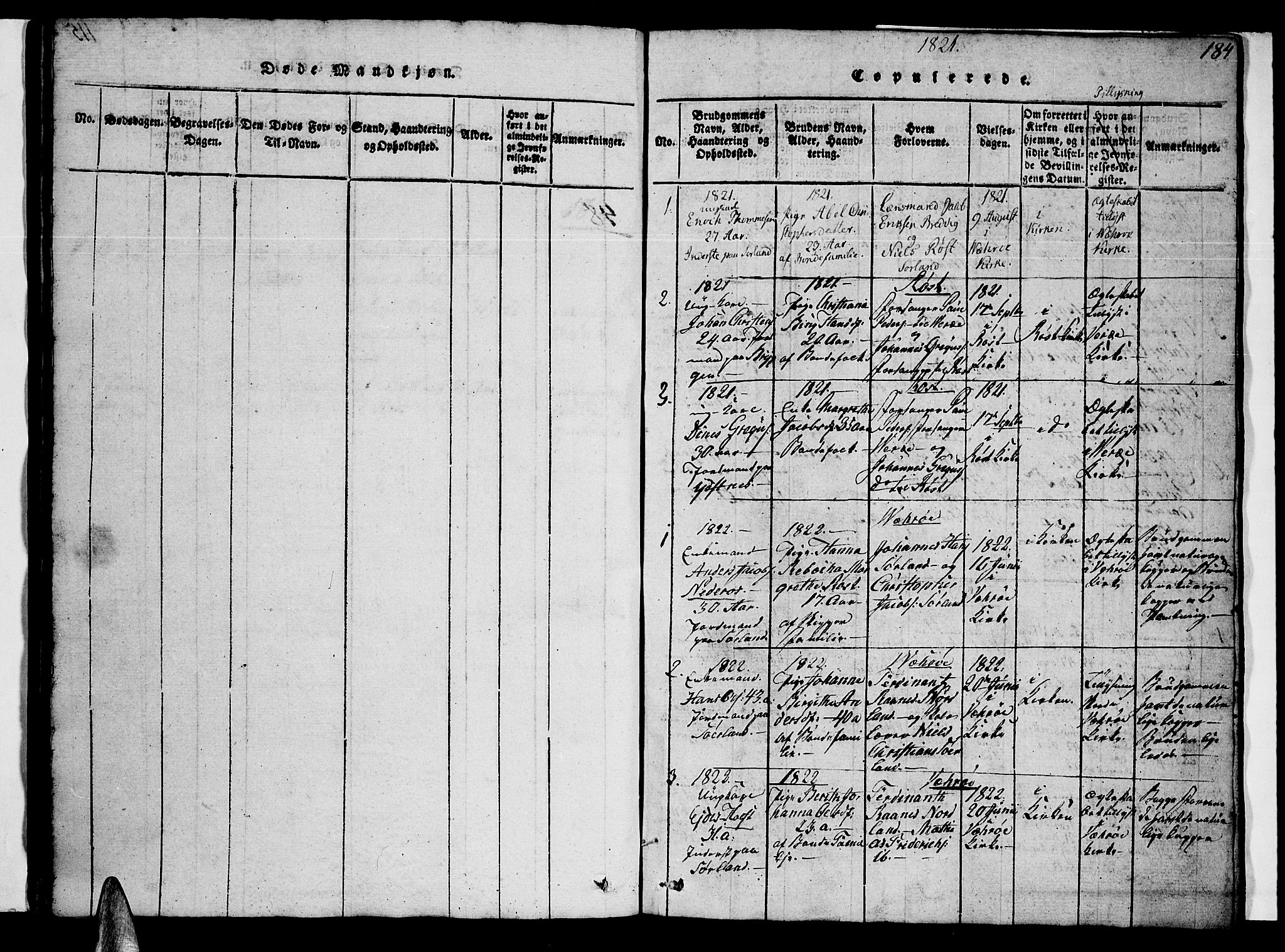 Ministerialprotokoller, klokkerbøker og fødselsregistre - Nordland, AV/SAT-A-1459/807/L0120: Parish register (official) no. 807A03, 1821-1848, p. 184