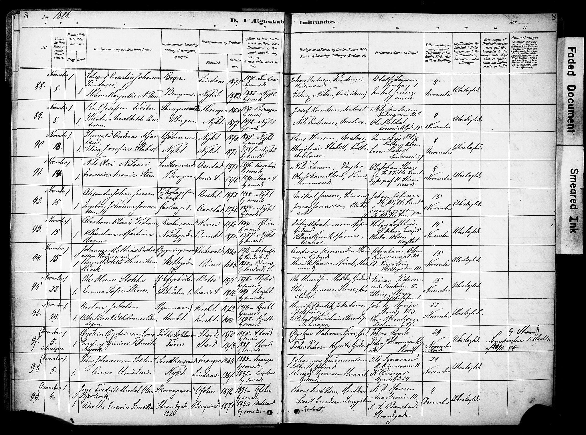 Nykirken Sokneprestembete, AV/SAB-A-77101/H/Haa/L0034: Parish register (official) no. D 4, 1896-1905, p. 8