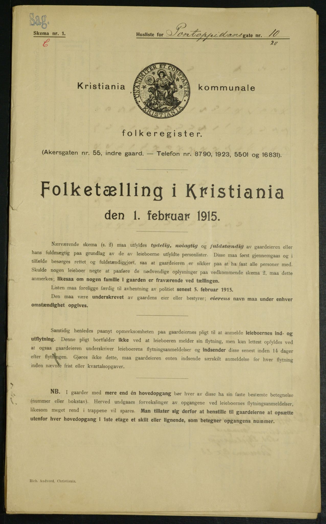 OBA, Municipal Census 1915 for Kristiania, 1915, p. 80336