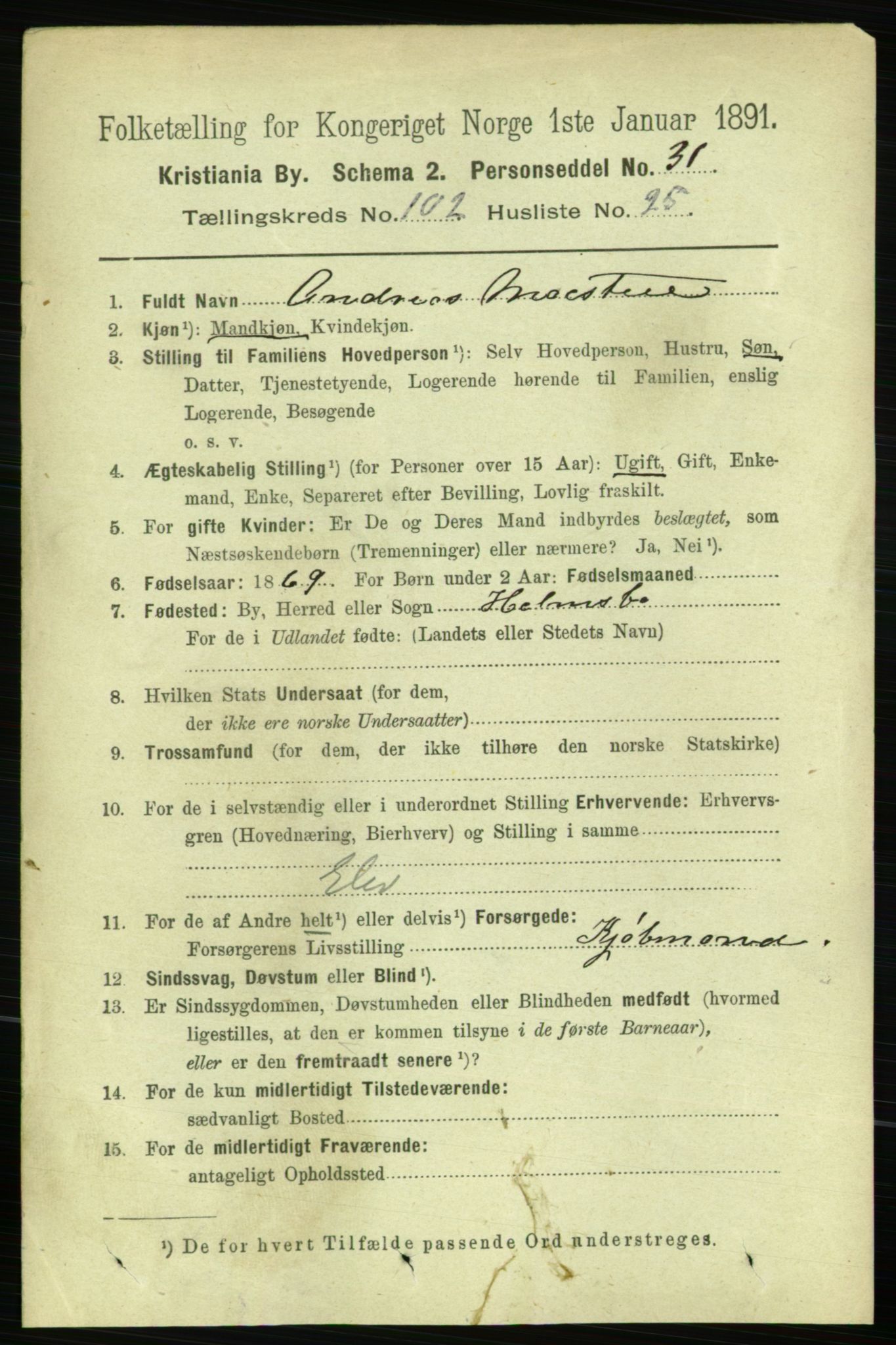 RA, 1891 census for 0301 Kristiania, 1891, p. 51102
