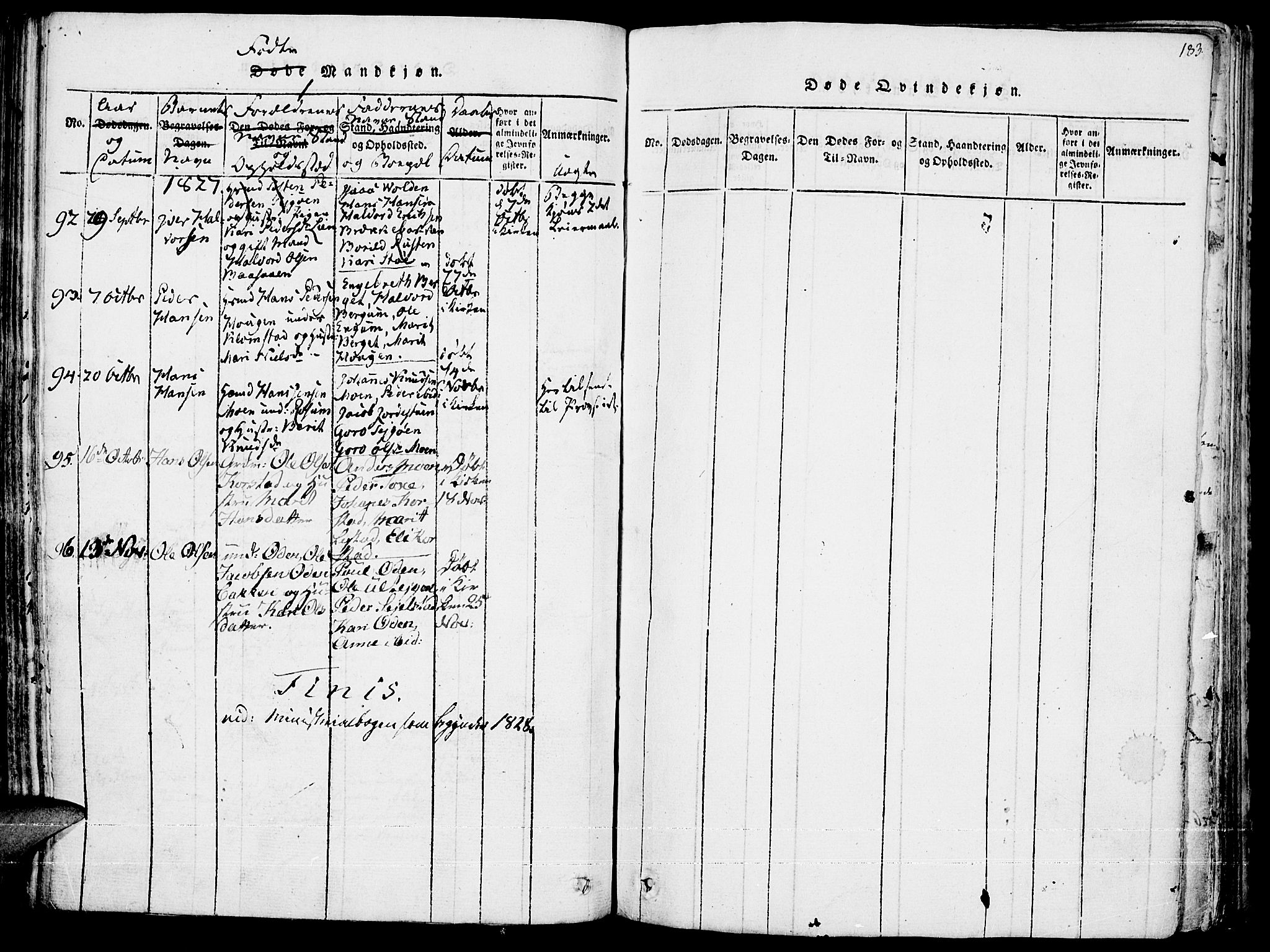 Fron prestekontor, SAH/PREST-078/H/Ha/Haa/L0002: Parish register (official) no. 2, 1816-1827, p. 183