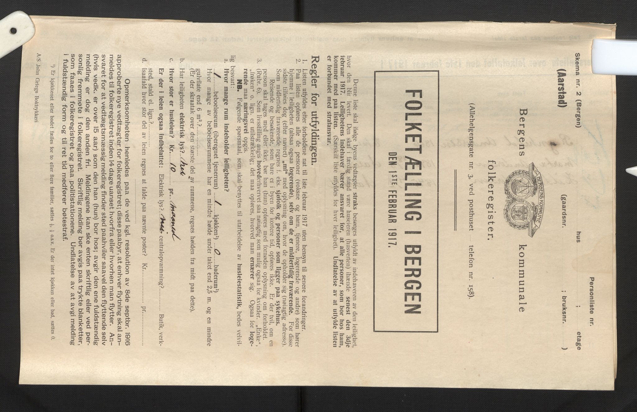 SAB, Municipal Census 1917 for Bergen, 1917, p. 52321