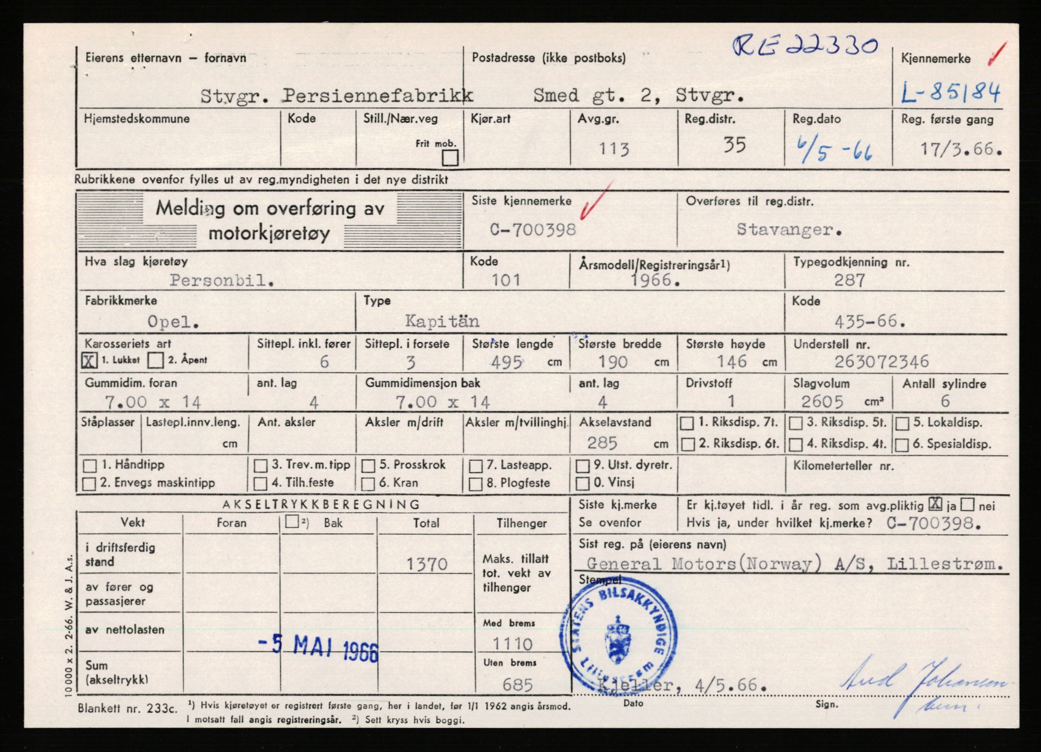 Stavanger trafikkstasjon, AV/SAST-A-101942/0/F/L0073: L-84100 - L-86499, 1930-1971, p. 1077