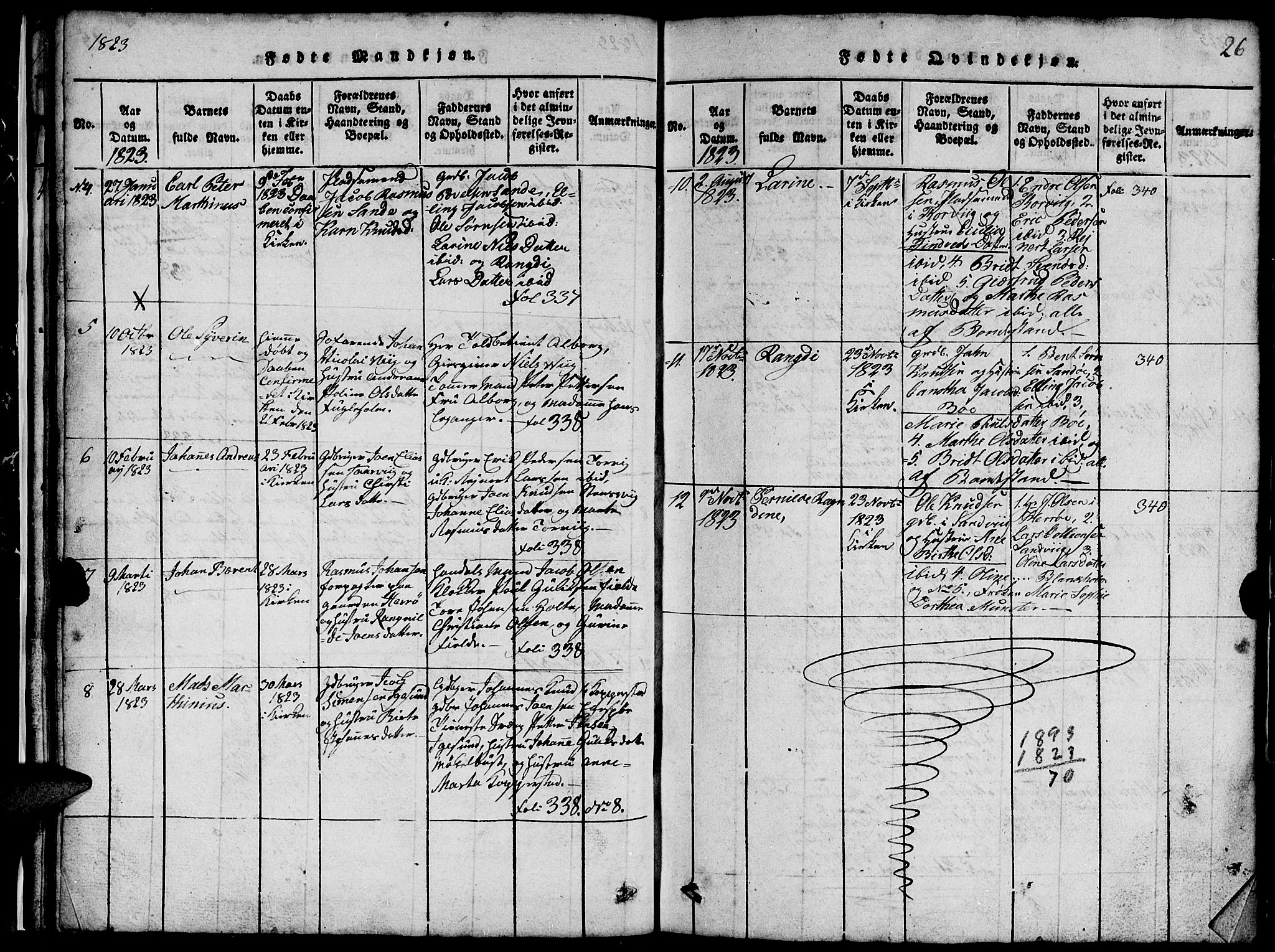 Ministerialprotokoller, klokkerbøker og fødselsregistre - Møre og Romsdal, SAT/A-1454/507/L0078: Parish register (copy) no. 507C01, 1816-1840, p. 26