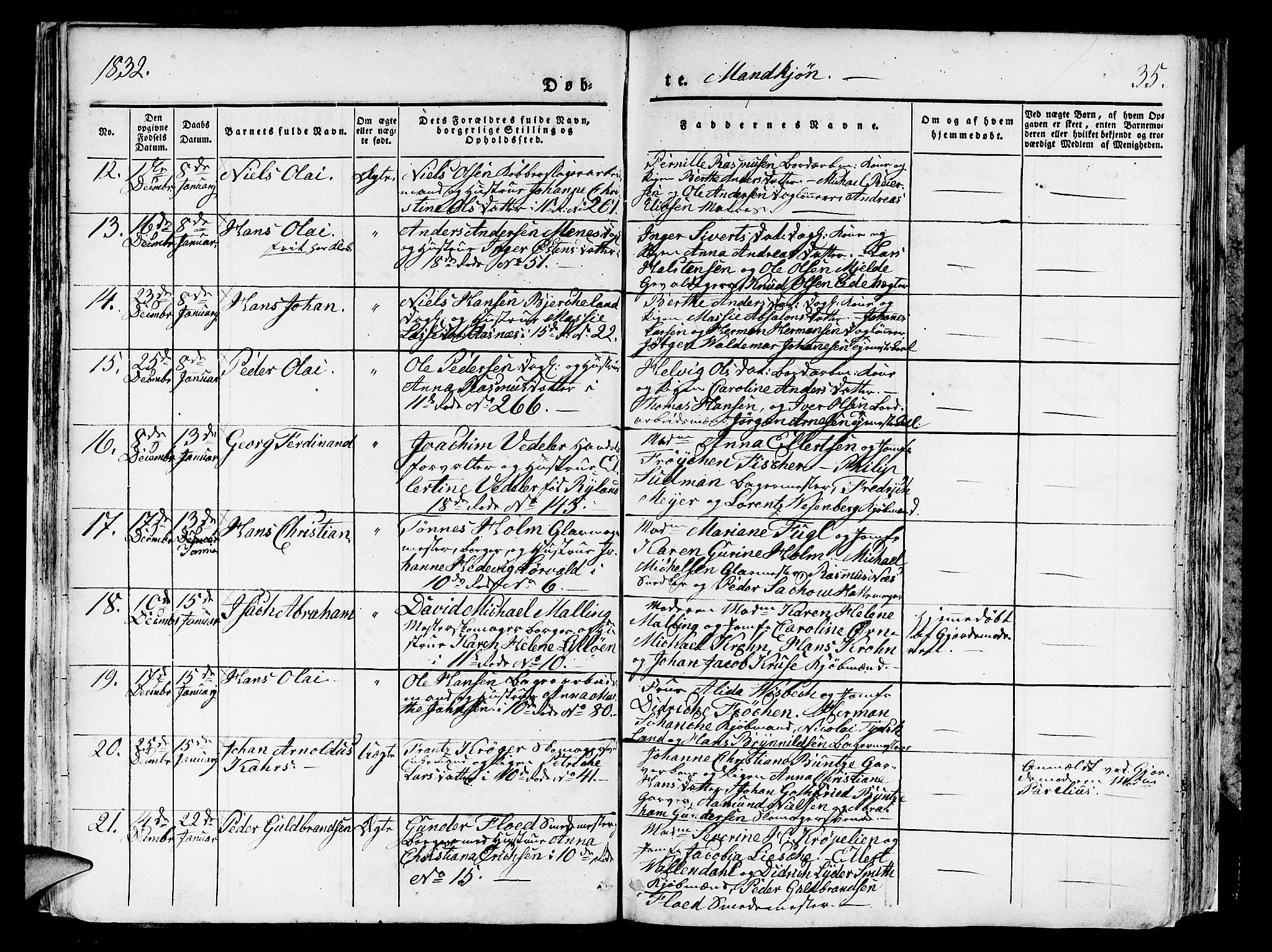 Domkirken sokneprestembete, SAB/A-74801/H/Hab/L0006: Parish register (copy) no. A 6, 1827-1834, p. 35