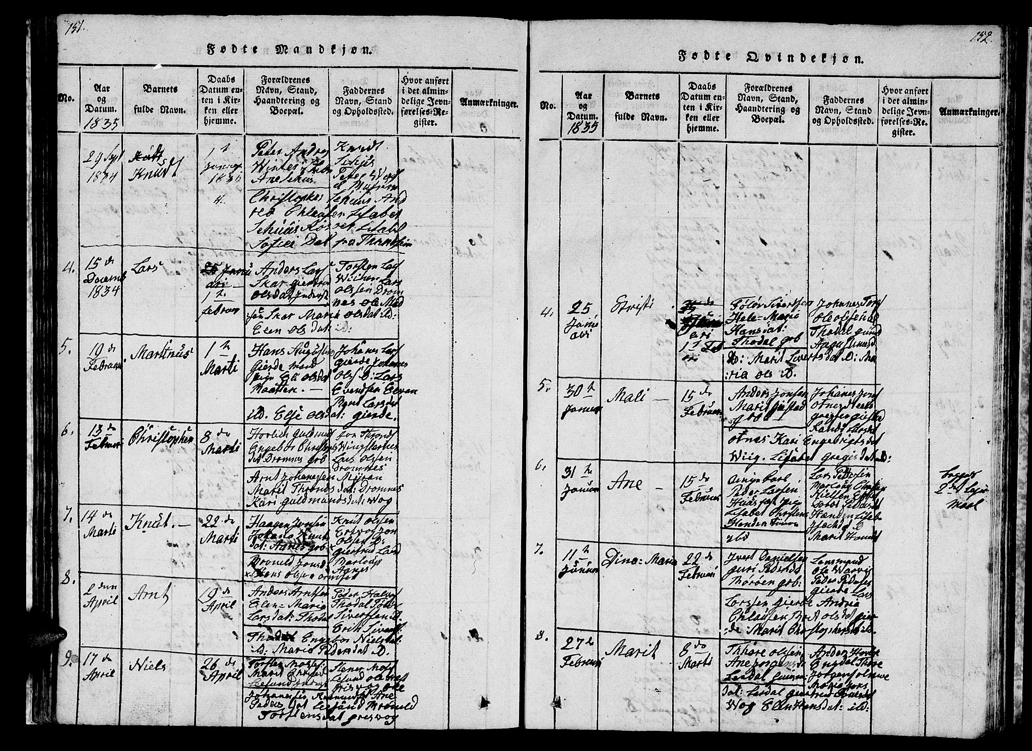 Ministerialprotokoller, klokkerbøker og fødselsregistre - Møre og Romsdal, AV/SAT-A-1454/578/L0908: Parish register (copy) no. 578C01, 1819-1837, p. 151-152