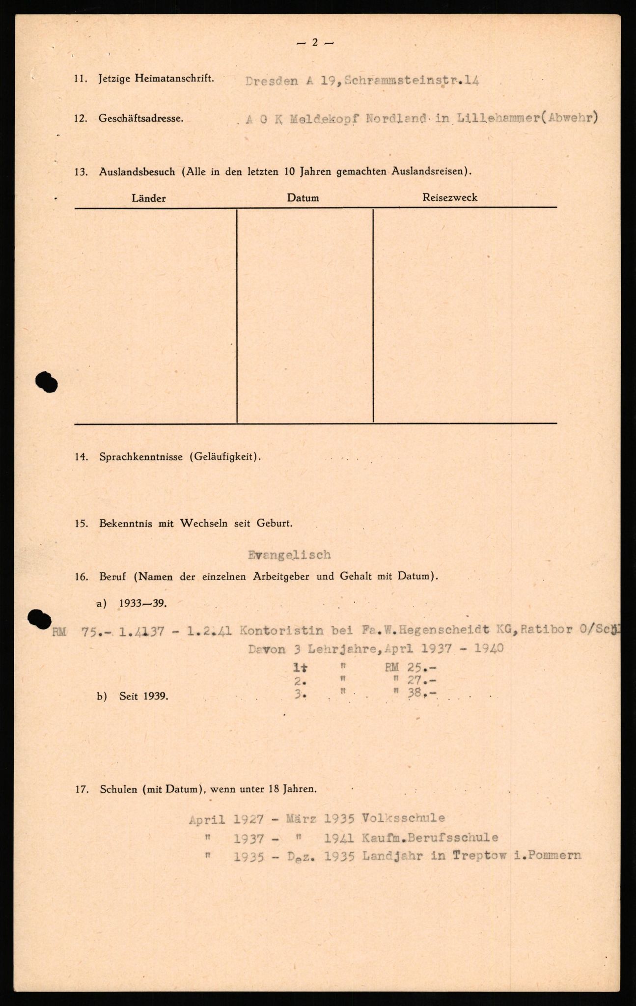 Forsvaret, Forsvarets overkommando II, AV/RA-RAFA-3915/D/Db/L0022: CI Questionaires. Tyske okkupasjonsstyrker i Norge. Tyskere., 1945-1946, p. 205