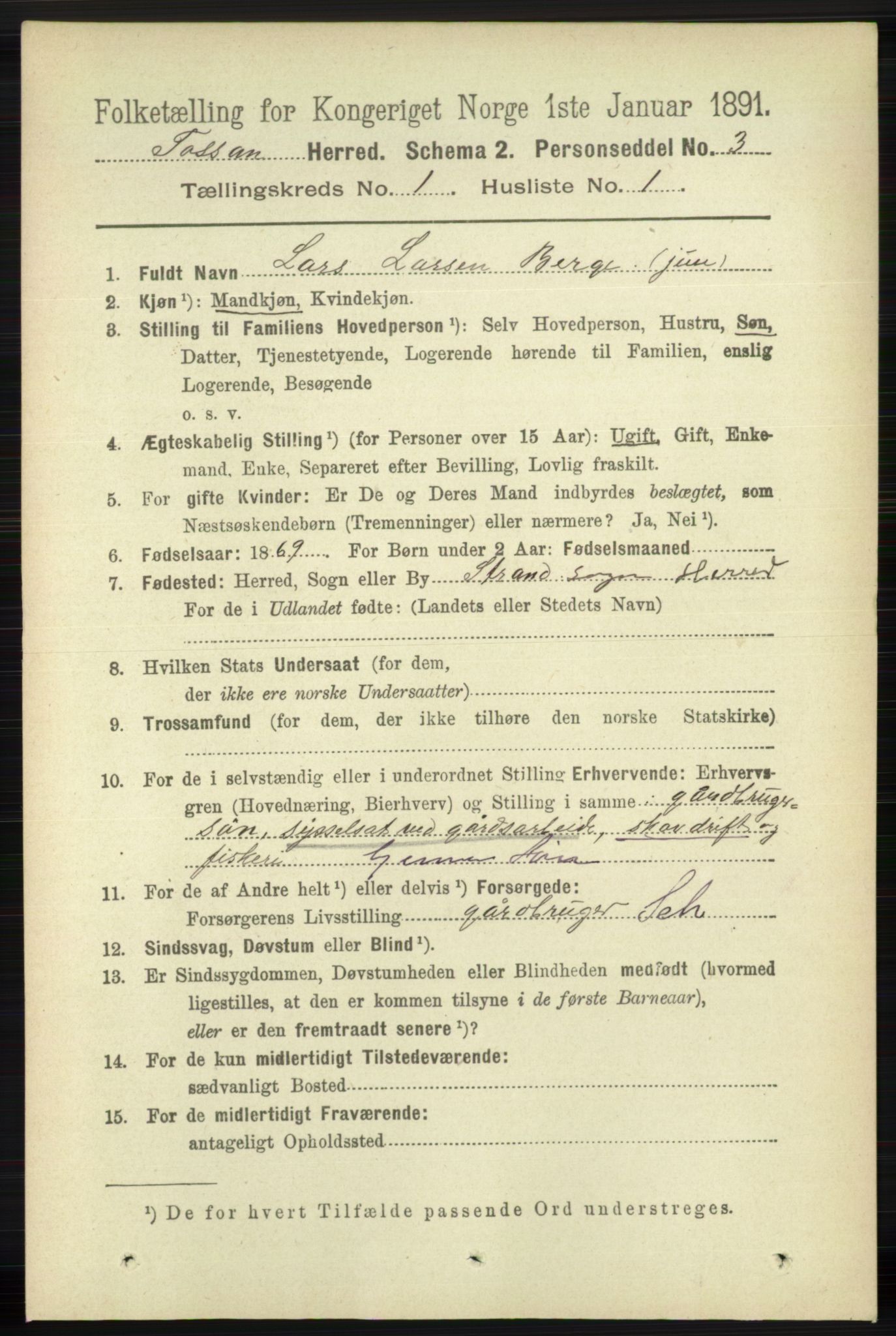 RA, 1891 census for 1129 Forsand, 1891, p. 61