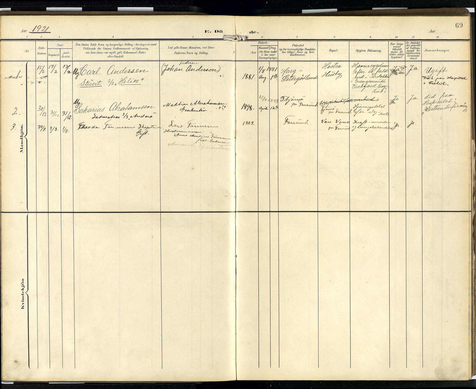 Den norske sjømannsmisjon i utlandet/Skotske havner (Leith, Glasgow), SAB/SAB/PA-0100/H/Ha/Hab/L0001: Parish register (official) no. A 1, 1902-1931, p. 68b-69a