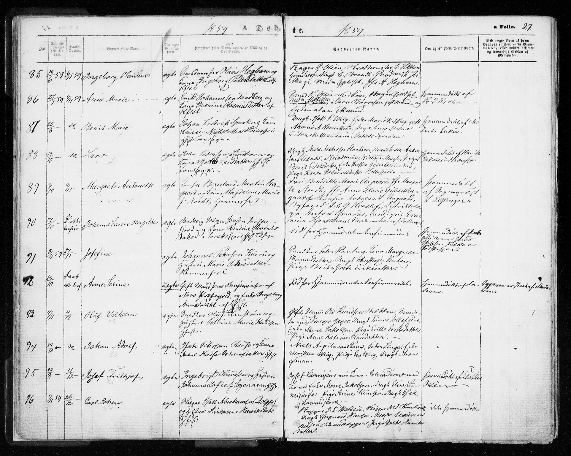 Hammerfest sokneprestkontor, SATØ/S-1347/H/Ha/L0005.kirke: Parish register (official) no. 5, 1857-1869, p. 27