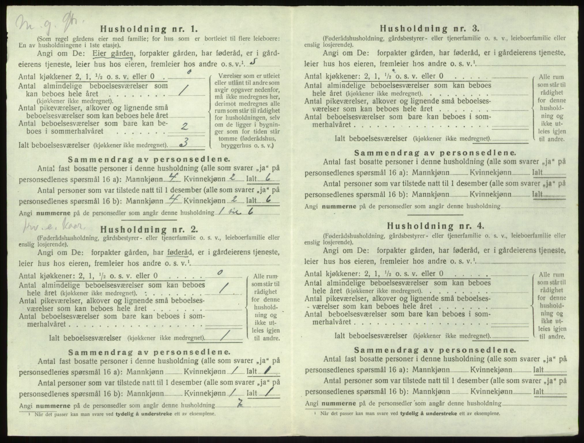 SAB, 1920 census for Vik, 1920, p. 1167