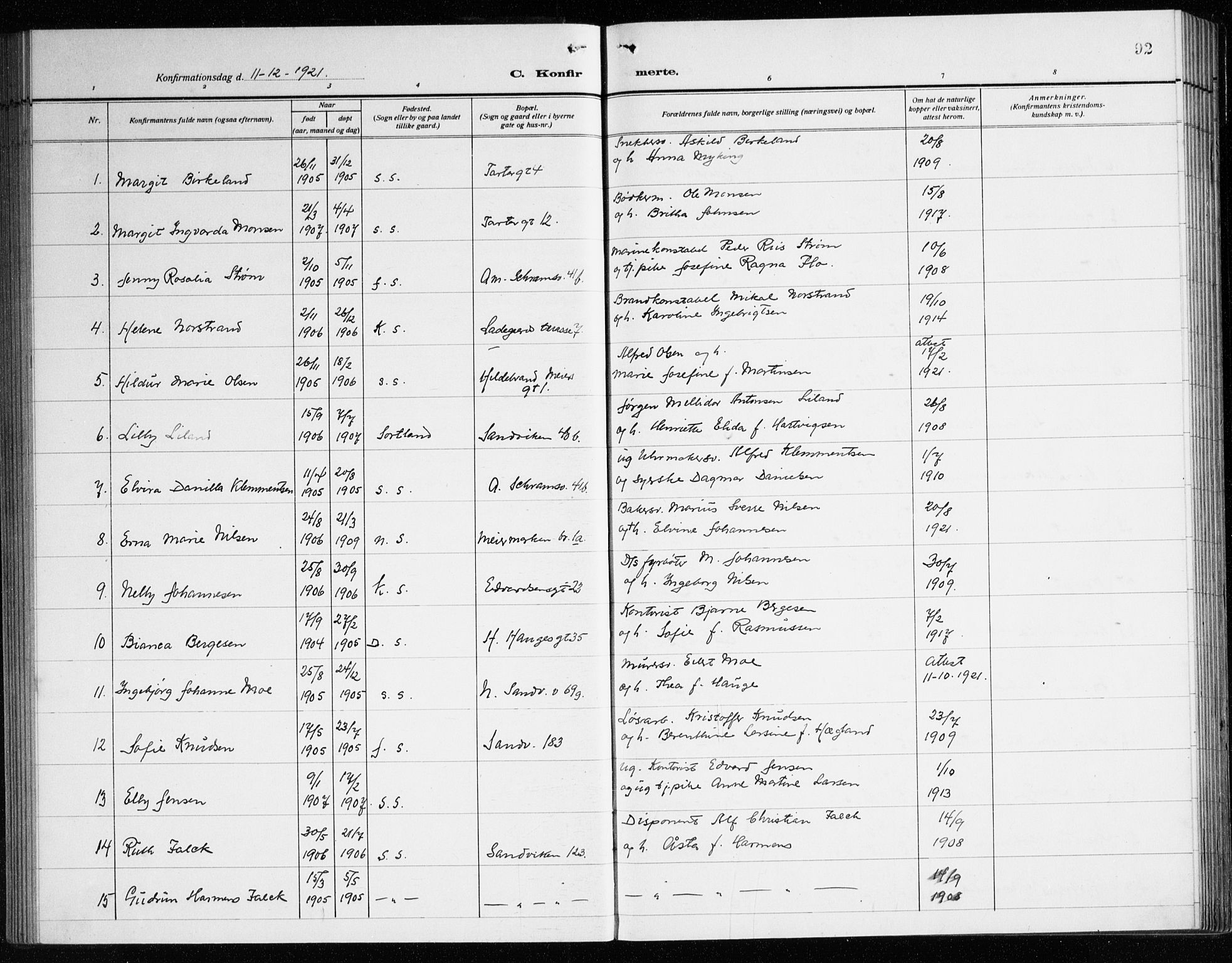 Sandviken Sokneprestembete, AV/SAB-A-77601/H/Ha/L0012: Parish register (official) no. C 3, 1918-1926, p. 92