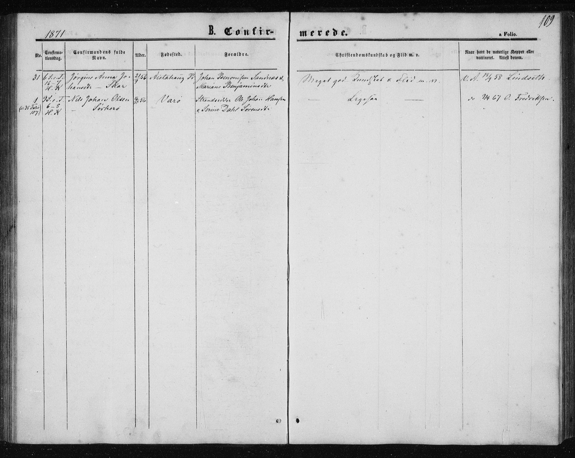 Ministerialprotokoller, klokkerbøker og fødselsregistre - Nordland, AV/SAT-A-1459/834/L0505: Parish register (official) no. 834A03, 1862-1871, p. 109