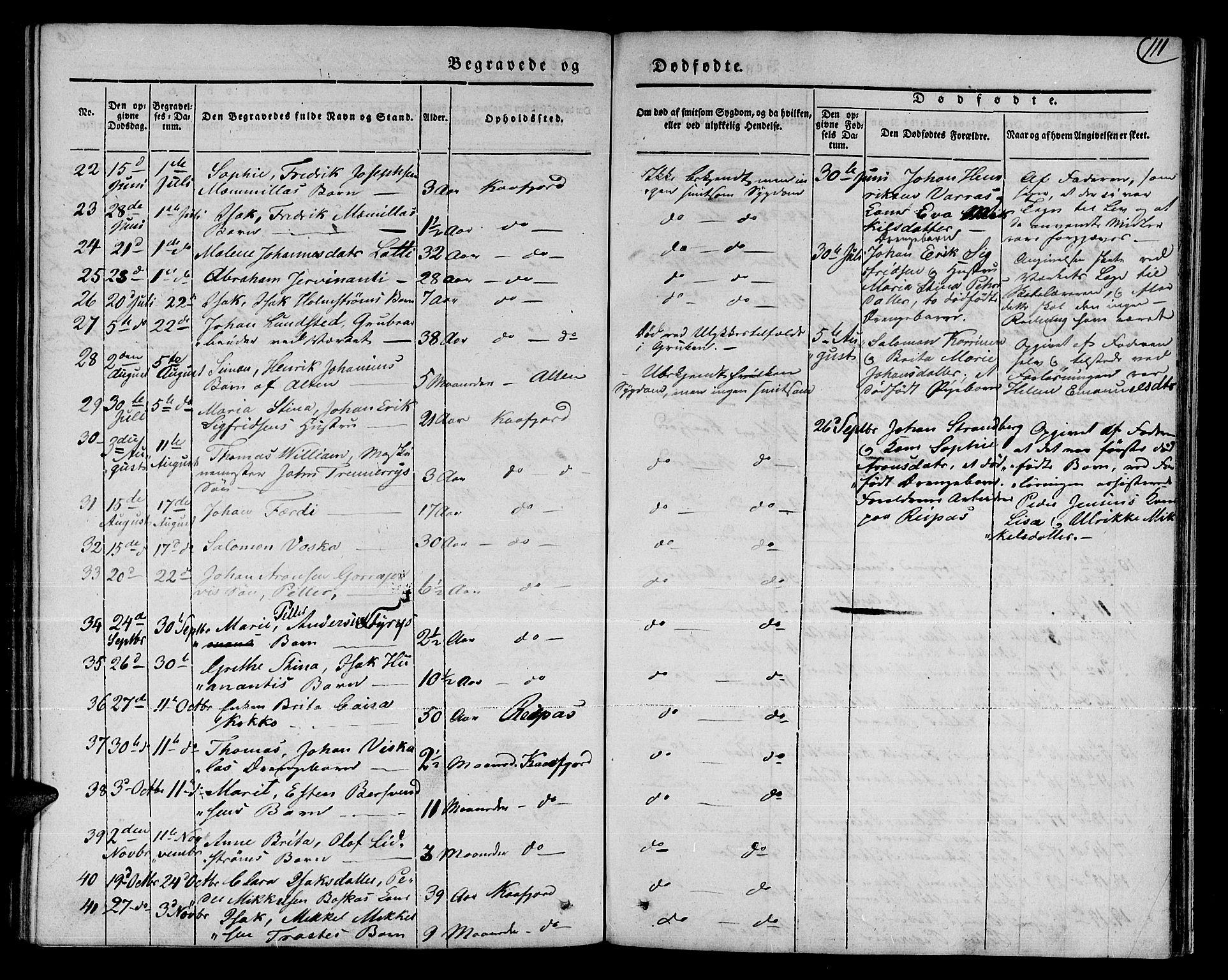Talvik sokneprestkontor, SATØ/S-1337/H/Ha/L0015kirke: Parish register (official) no. 15, 1837-1847, p. 111