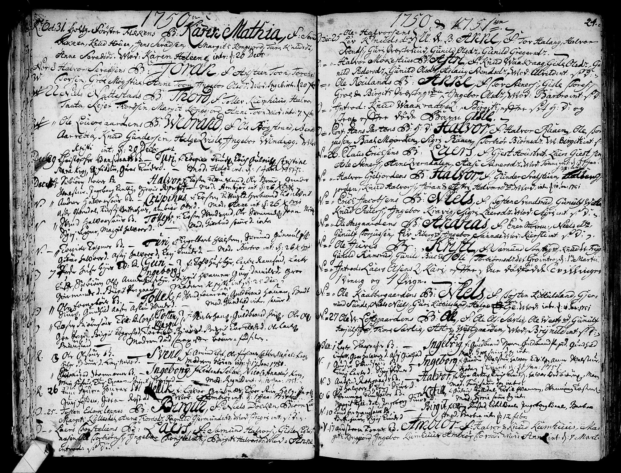 Rollag kirkebøker, SAKO/A-240/F/Fa/L0003: Parish register (official) no. I 3, 1743-1778, p. 24