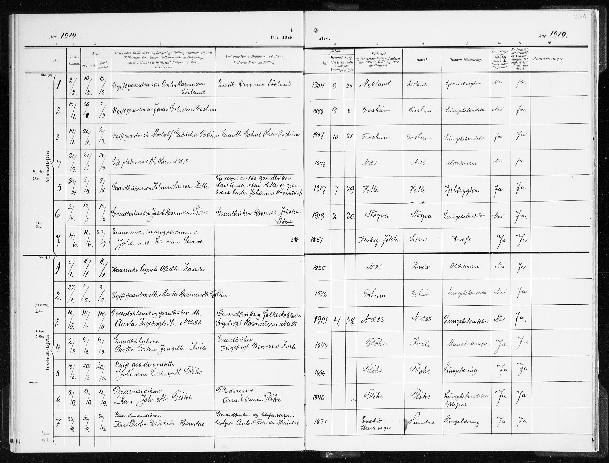 Gloppen sokneprestembete, SAB/A-80101/H/Haa/Haac/L0003: Parish register (official) no. C 3, 1904-1921, p. 254