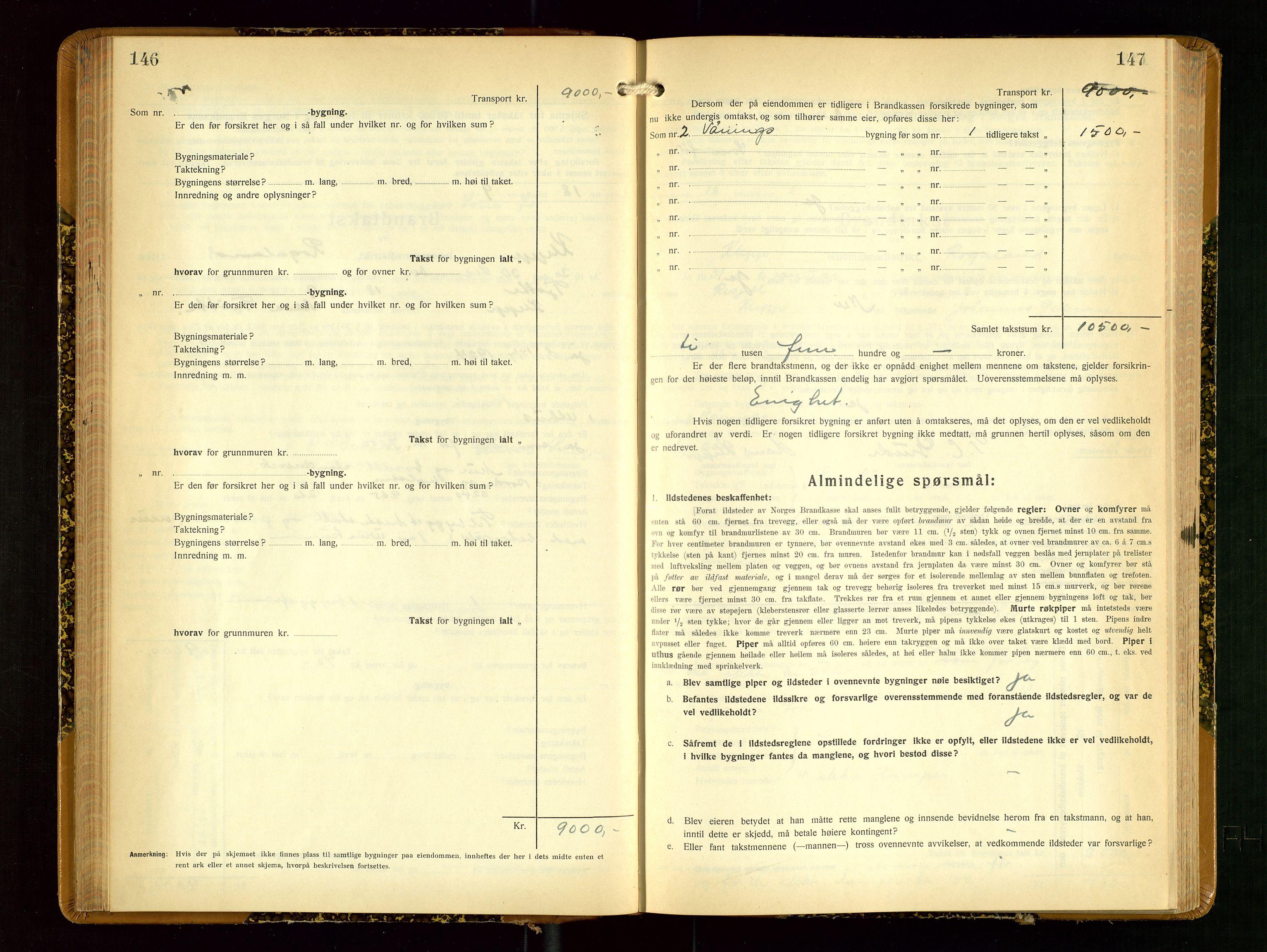 Klepp lensmannskontor, SAST/A-100163/Goc/L0012: "Brandtakstprotokoll" m/register, 1929-1933, p. 146-147