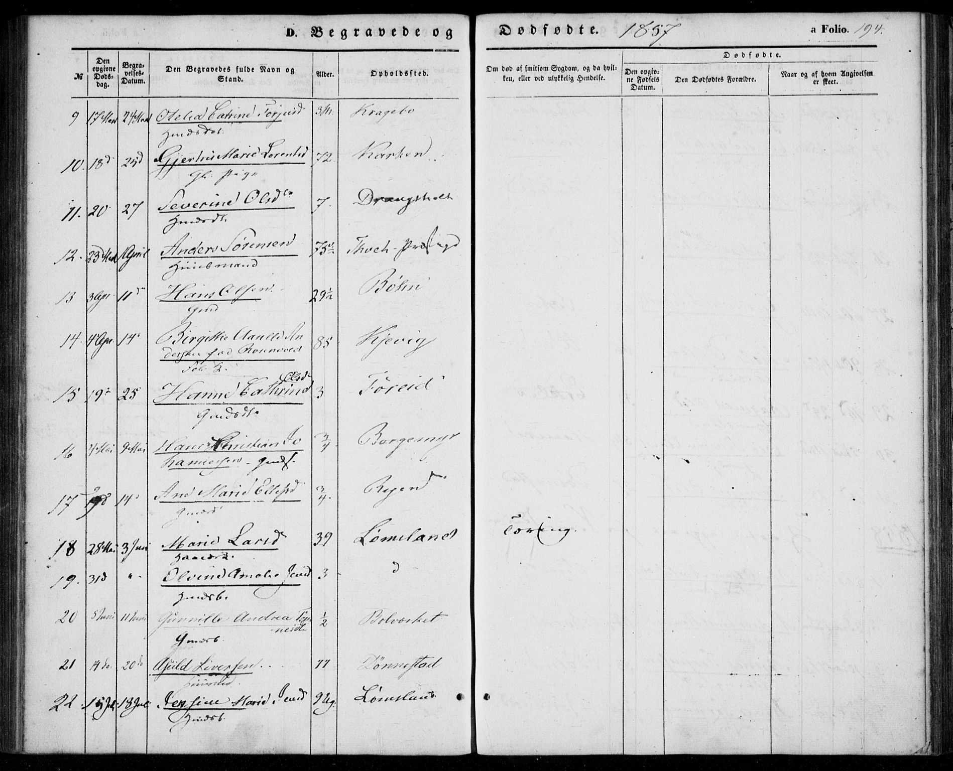 Tveit sokneprestkontor, AV/SAK-1111-0043/F/Fa/L0005: Parish register (official) no. A 5, 1853-1871, p. 194