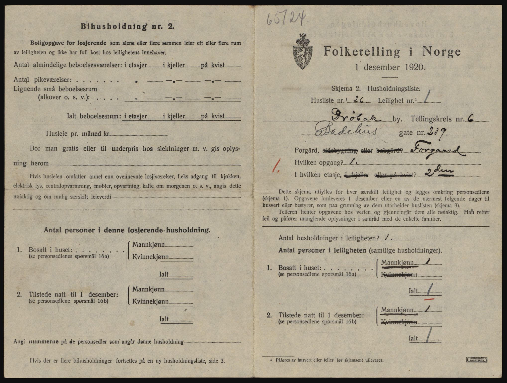 SAO, 1920 census for Drøbak, 1920, p. 1619